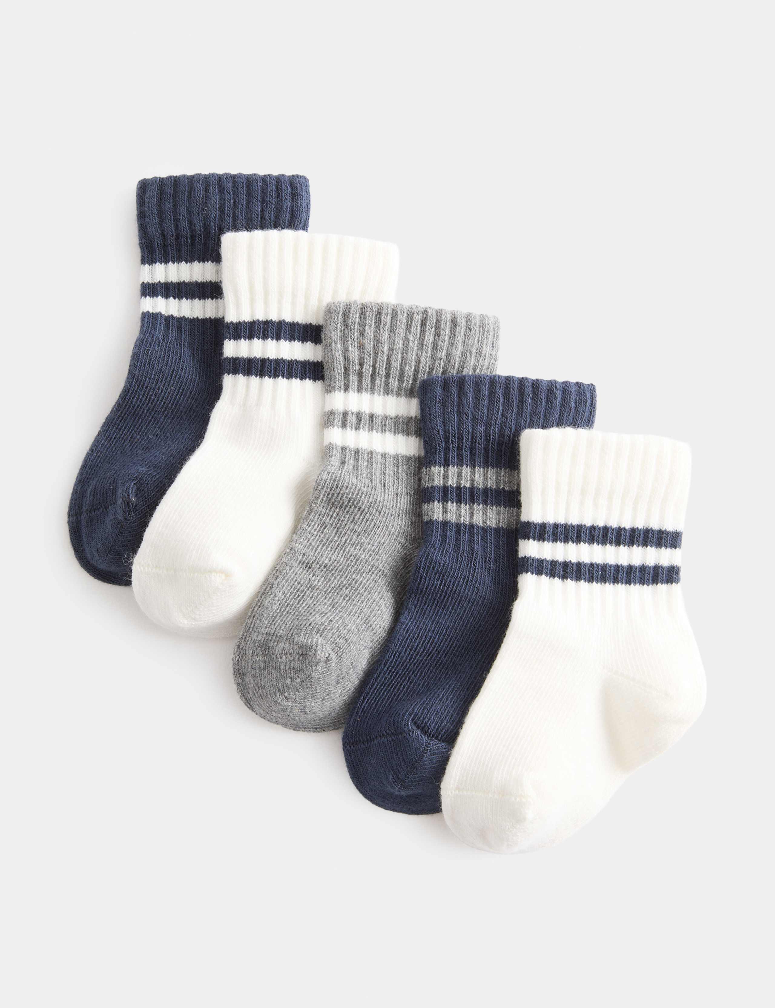 5 Pack Cotton Rich Sports Baby Socks 1 of 2