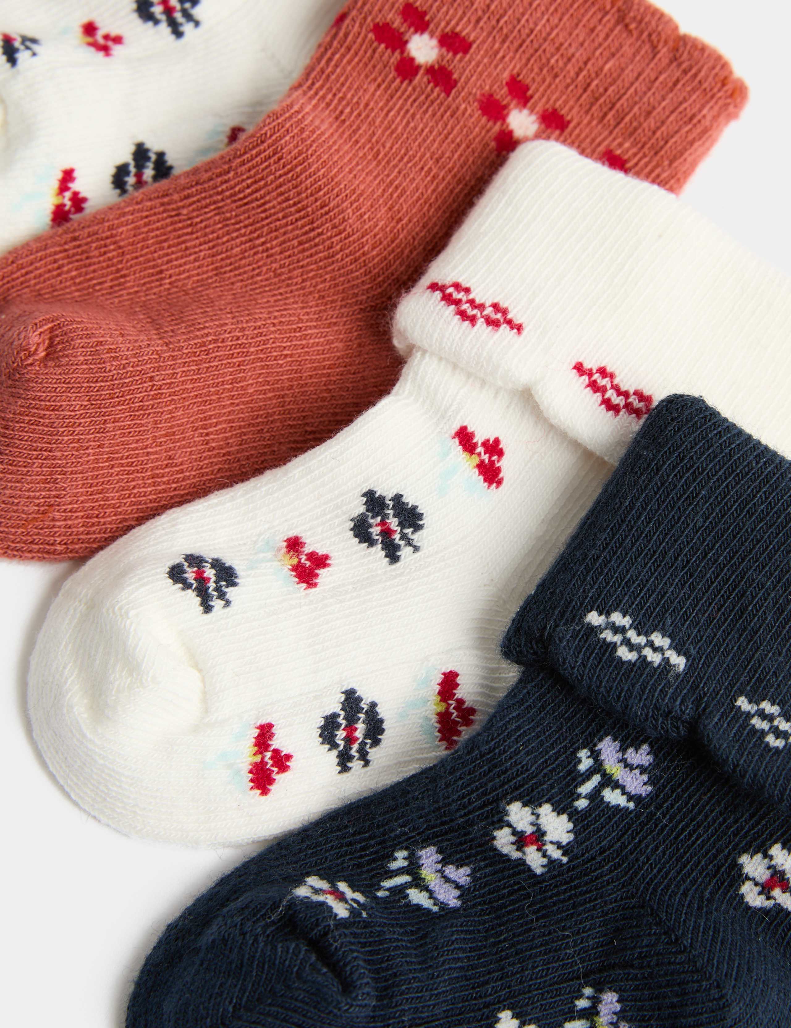 5 Pack Cotton Rich Crochet Floral Baby Socks 2 of 2