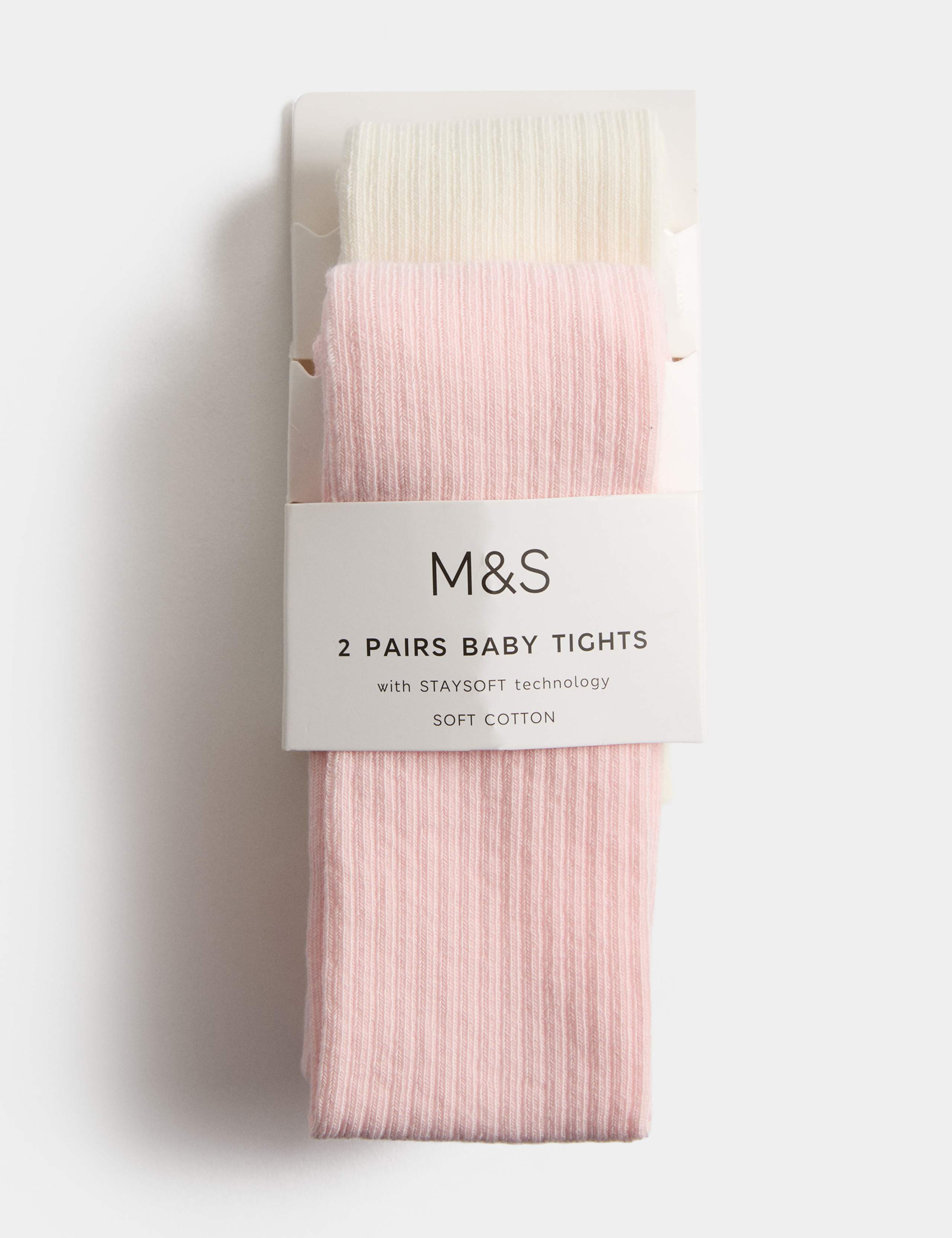 2 Pack Cotton Rich Ribbed Tights (0-3 Yrs) 1 of 1
