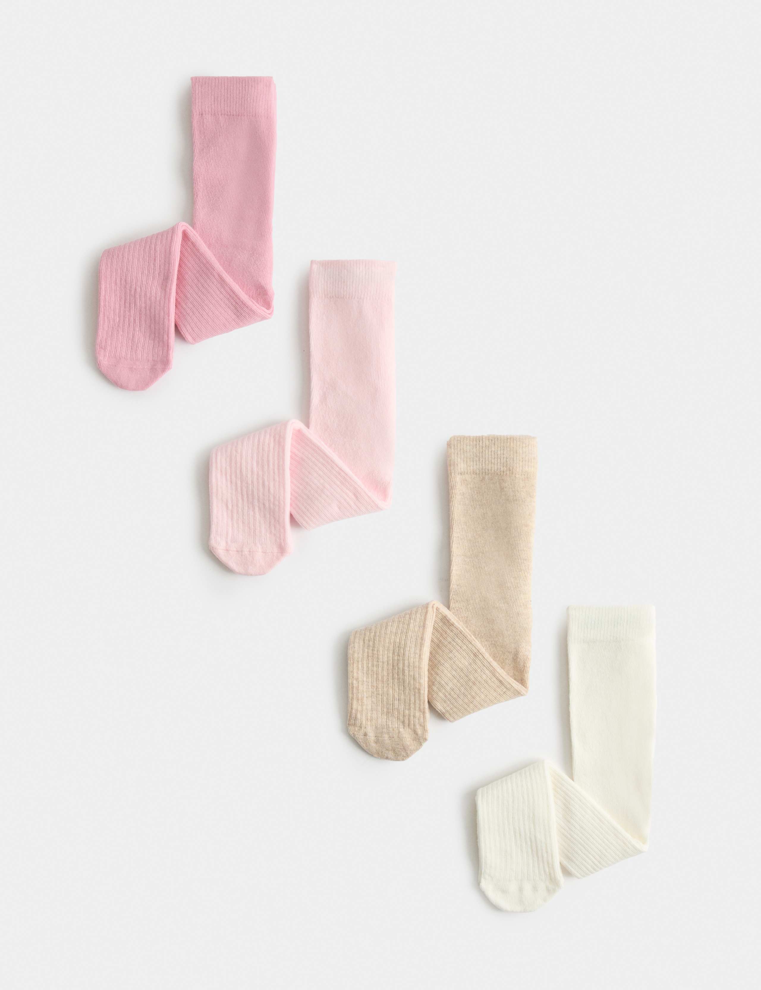 4 Pack Cotton Rich Ribbed Tights 1 of 2