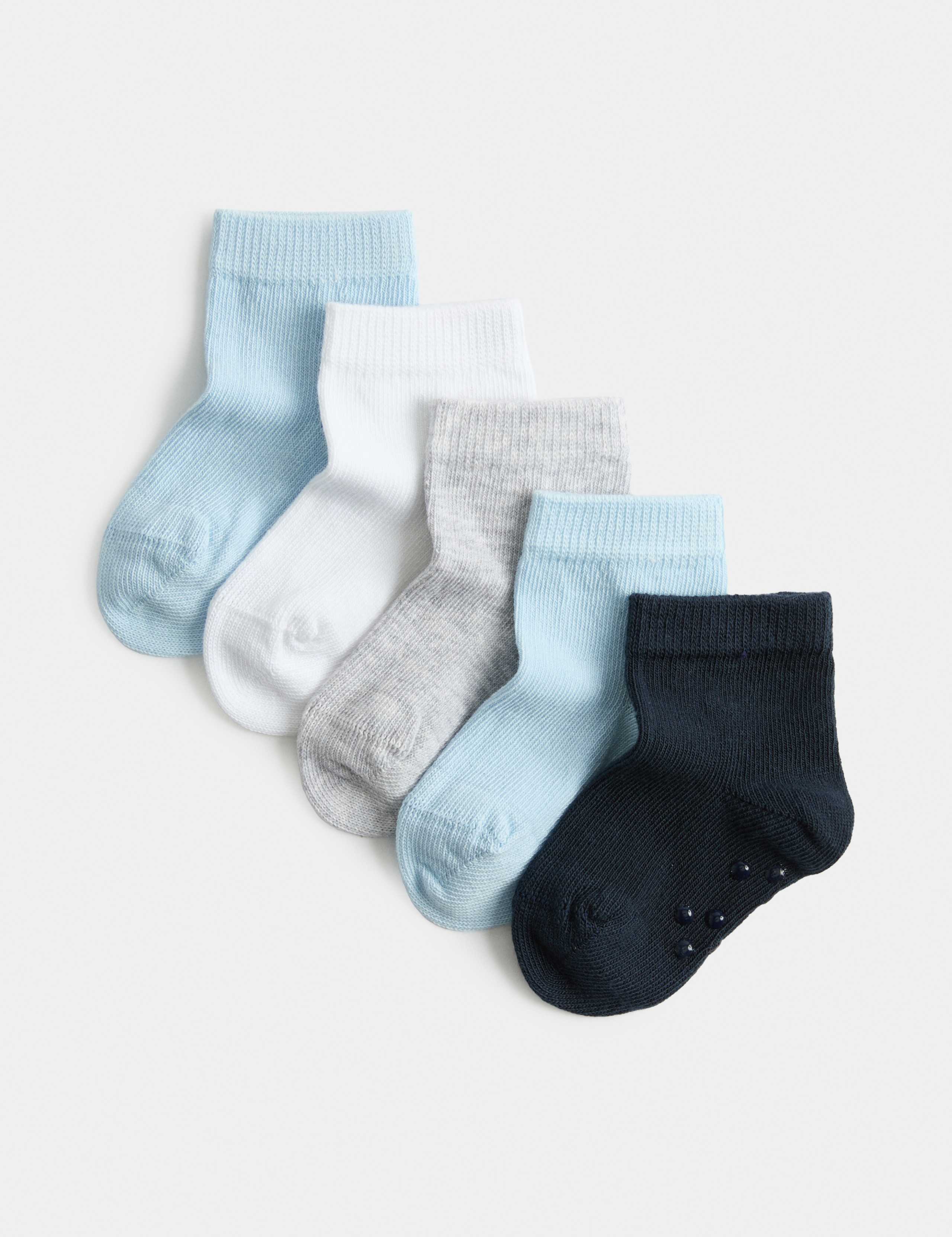 5 Pack Cotton Rich Gripper Baby Socks (0-24 Mths) 1 of 2