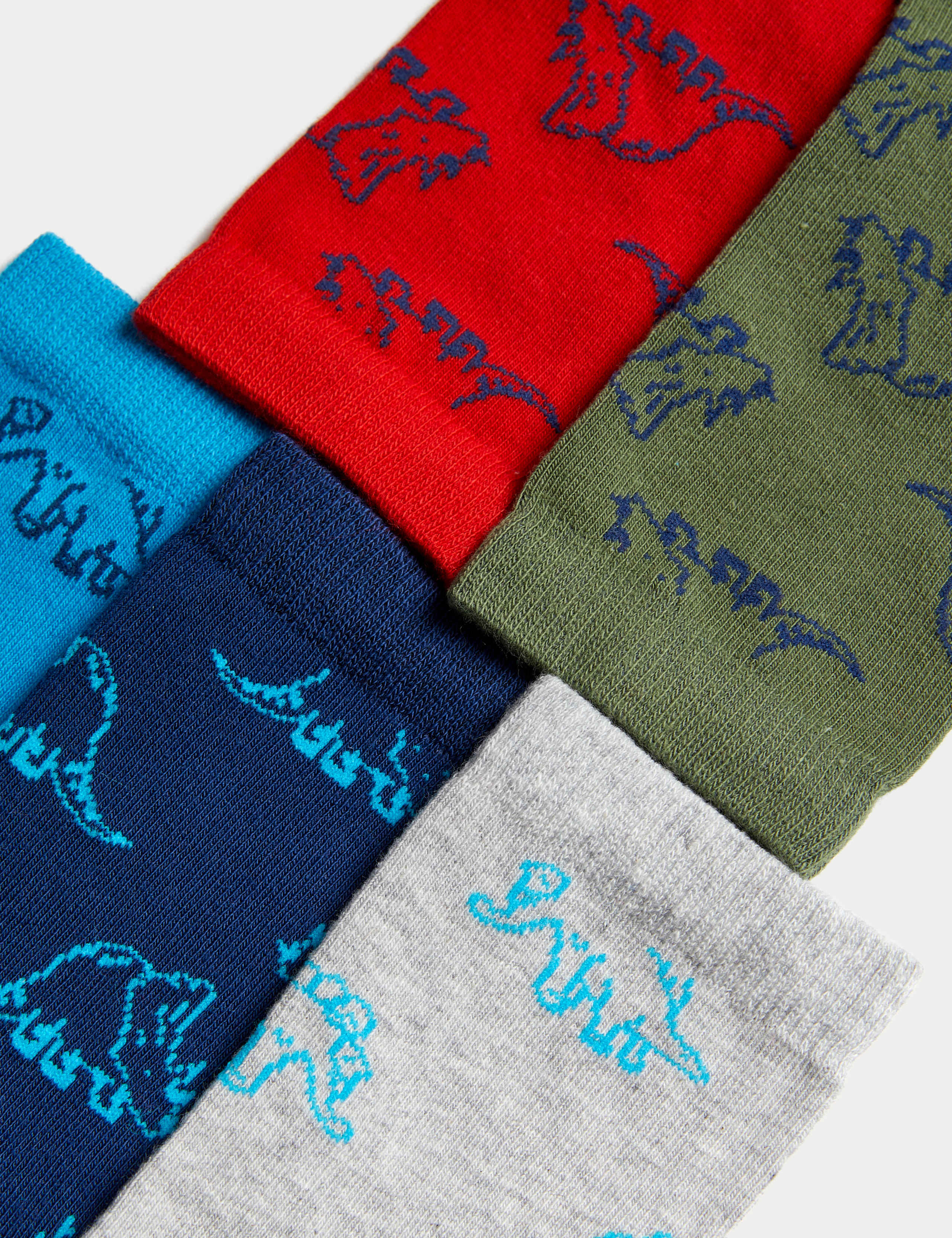 5pk Cotton Rich Dinosaur Socks (6 Small –7 Large) 2 of 2
