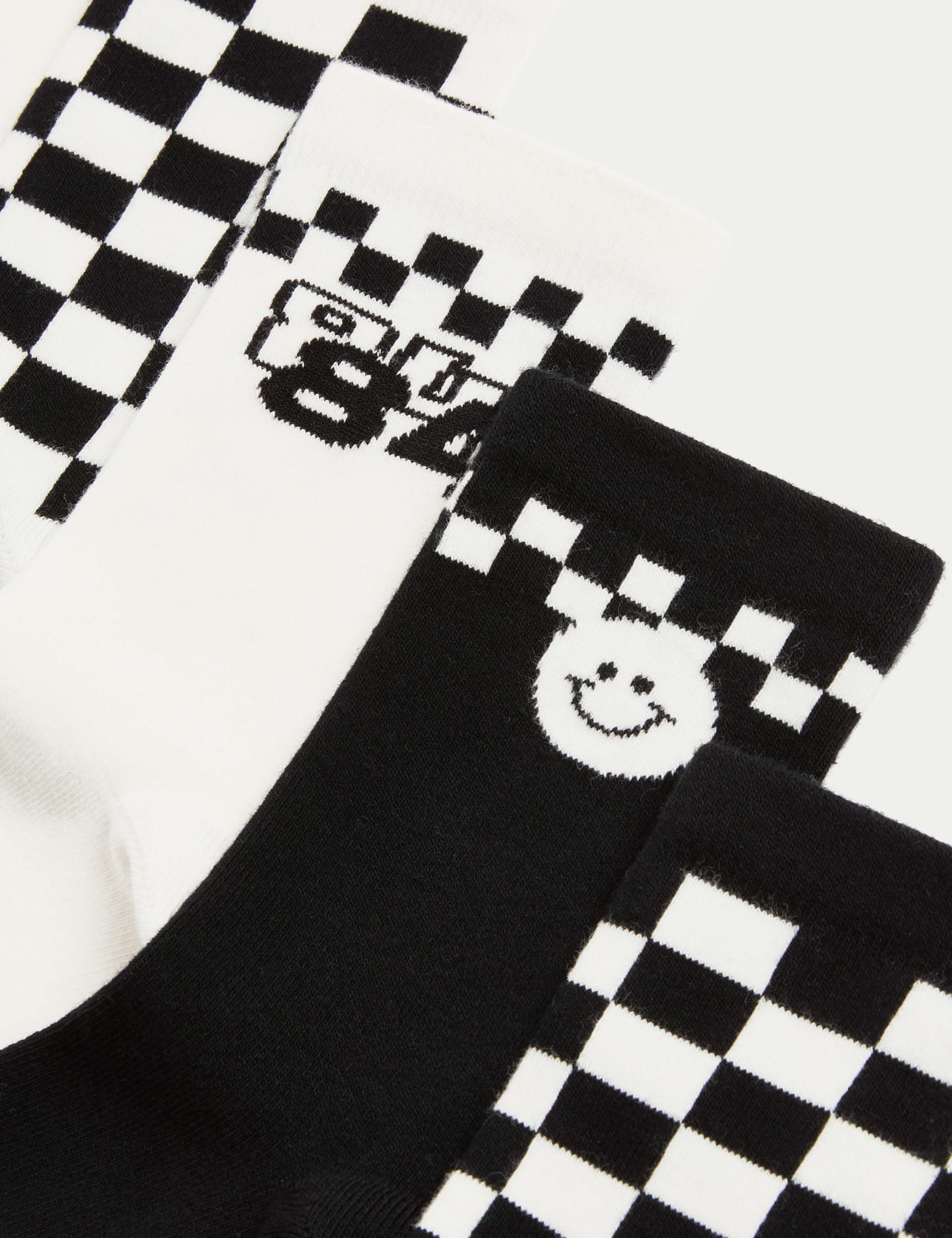 5pk Cotton Rich Checked & Be Happy Socks (6 Small - 7 Large) 2 of 2