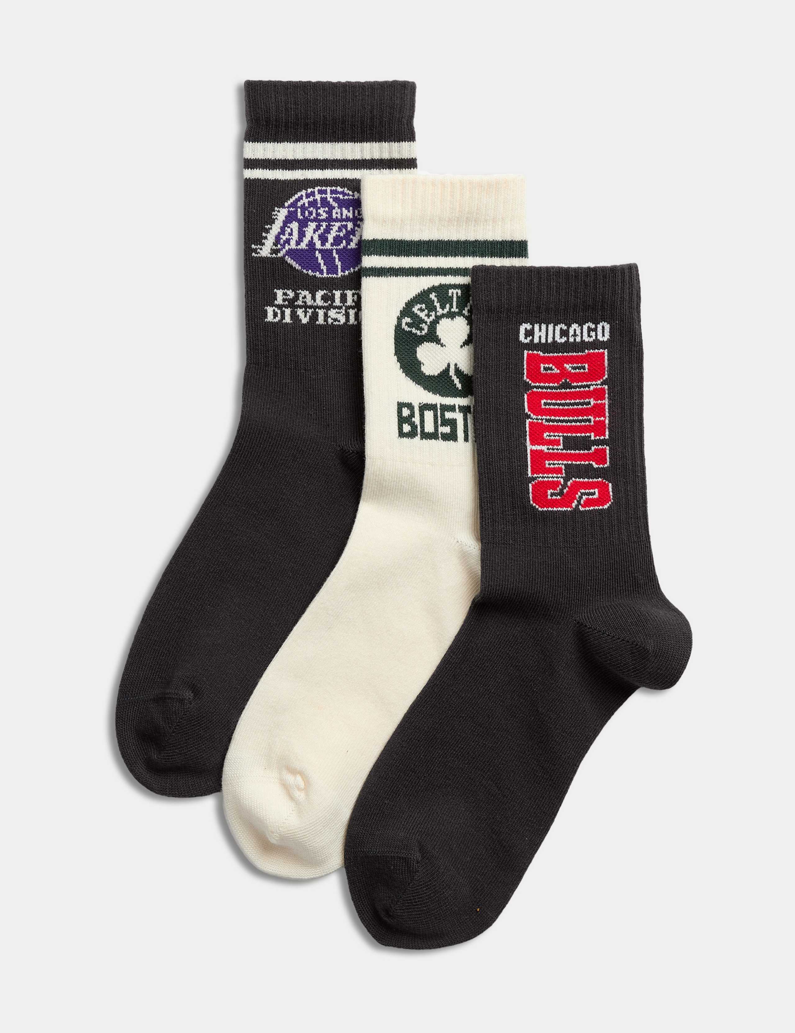 3 Pack Cotton Rich NBA™ Sports Socks (6 Small - 10.5 Large) 1 of 2