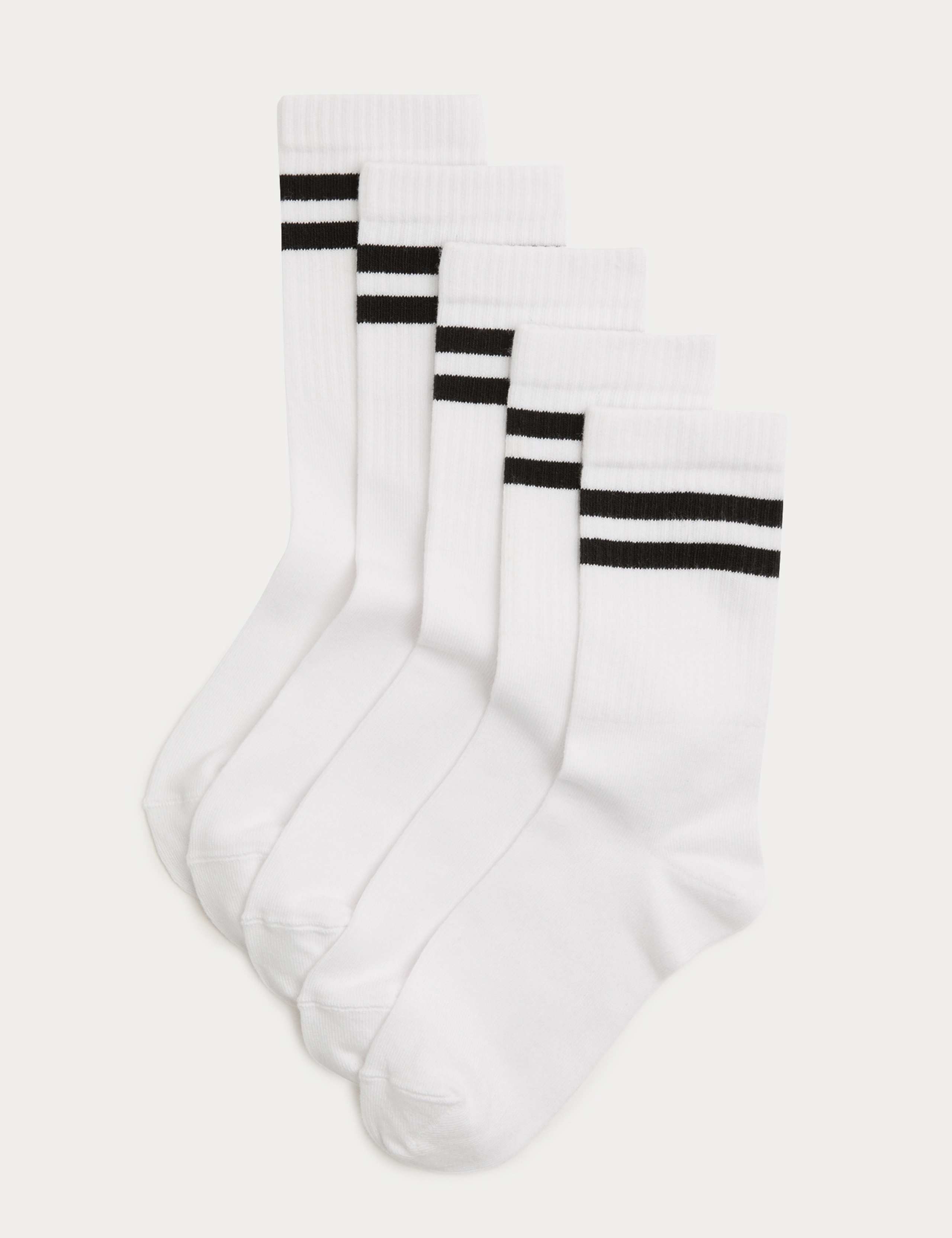 5 Pack Cotton Rich Striped Sports Socks (6 Small-7 Large) 1 of 3