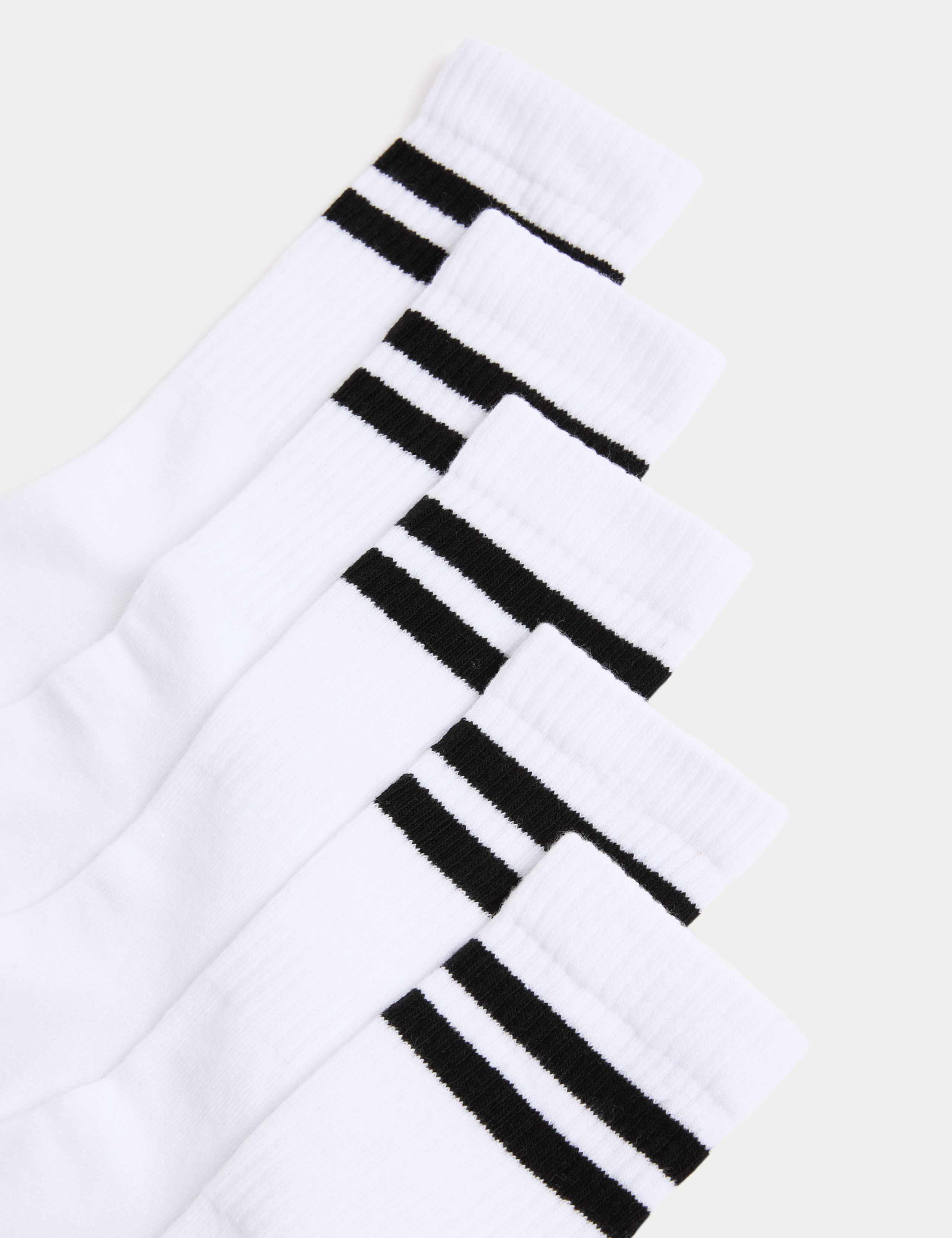 5pk Cotton Rich Striped Sports Socks (6 Small-7 Large) 2 of 2