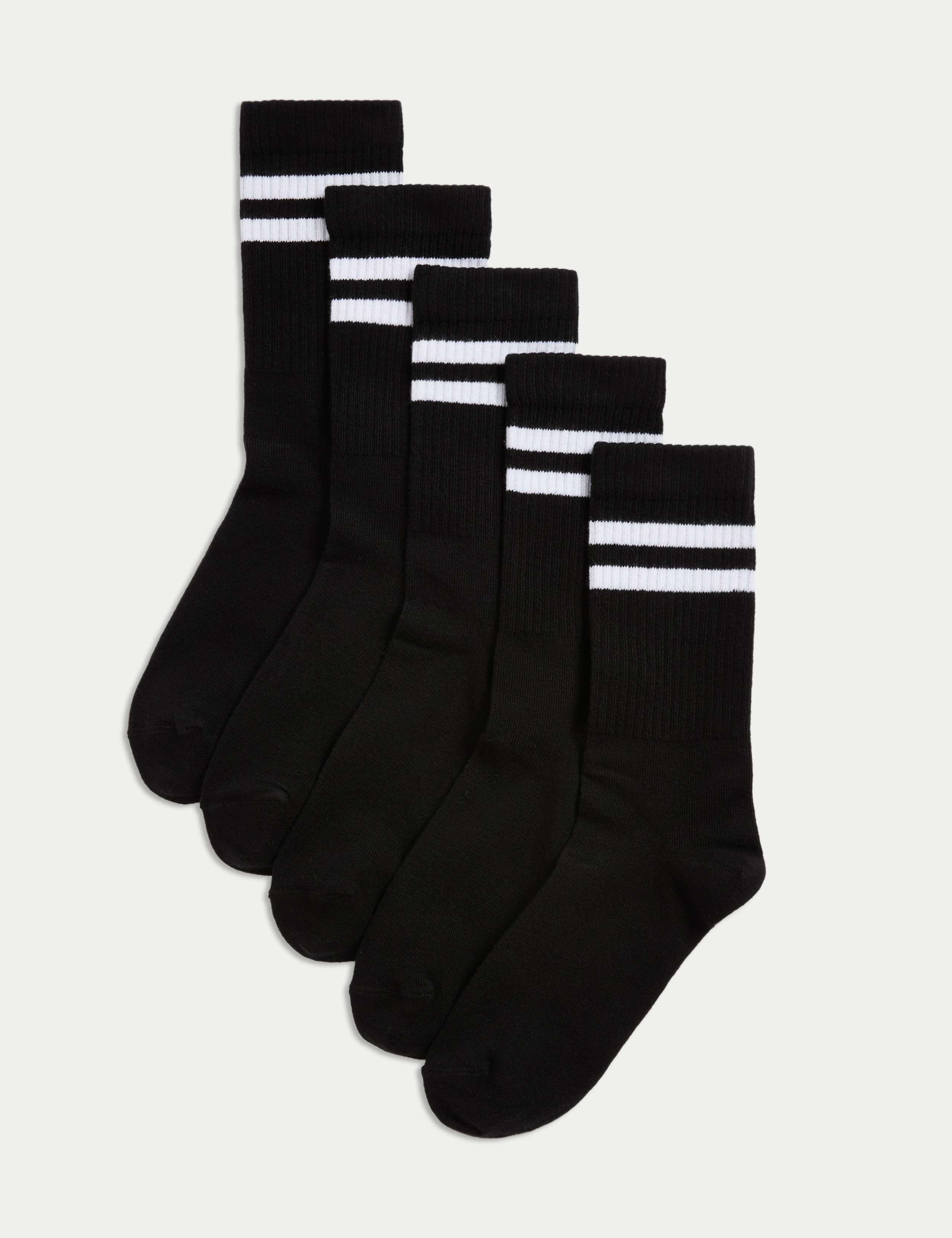 5 Pack Cotton Rich Striped Sports Socks 1 of 2