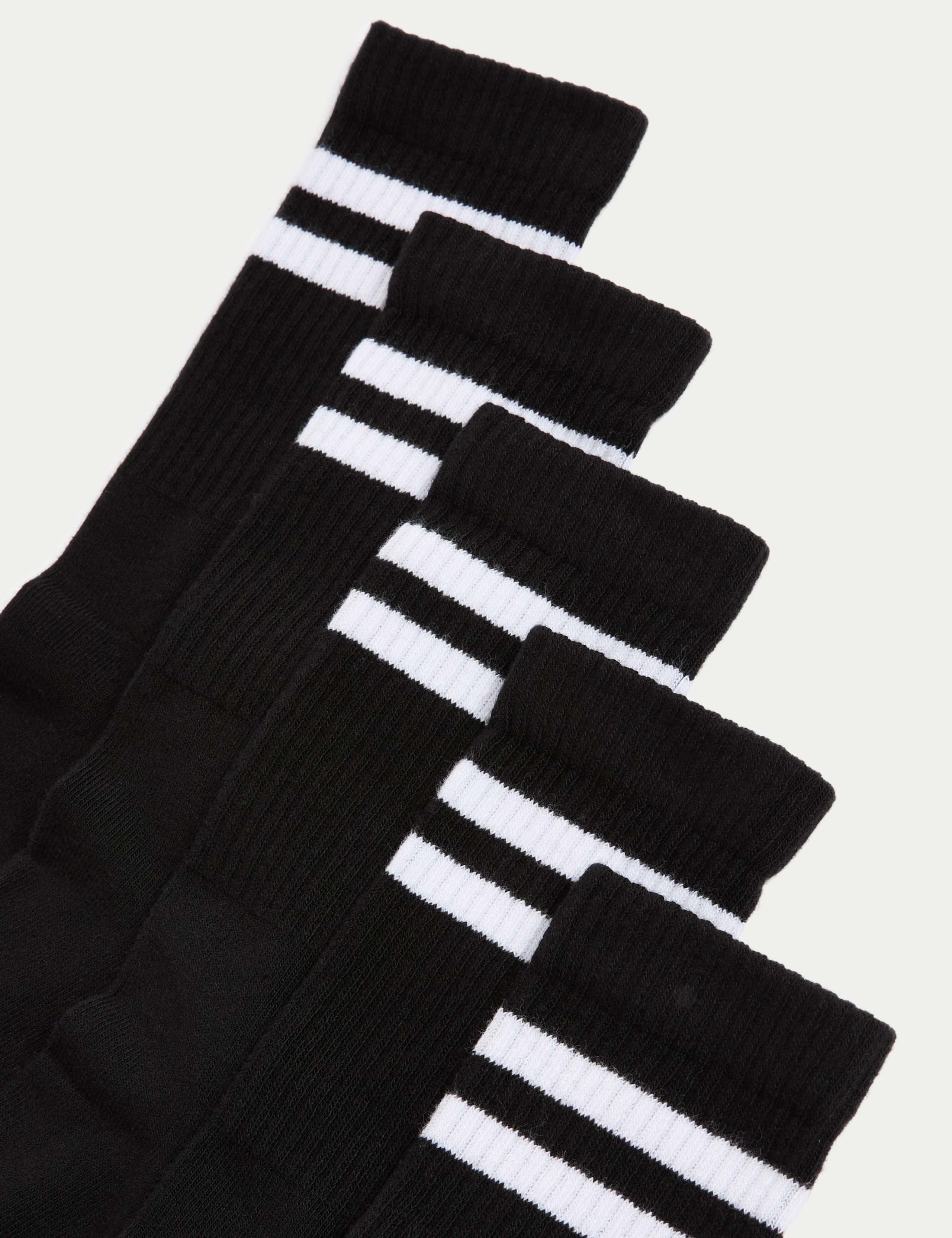 5 Pack Cotton Rich Striped Sports Socks 2 of 2