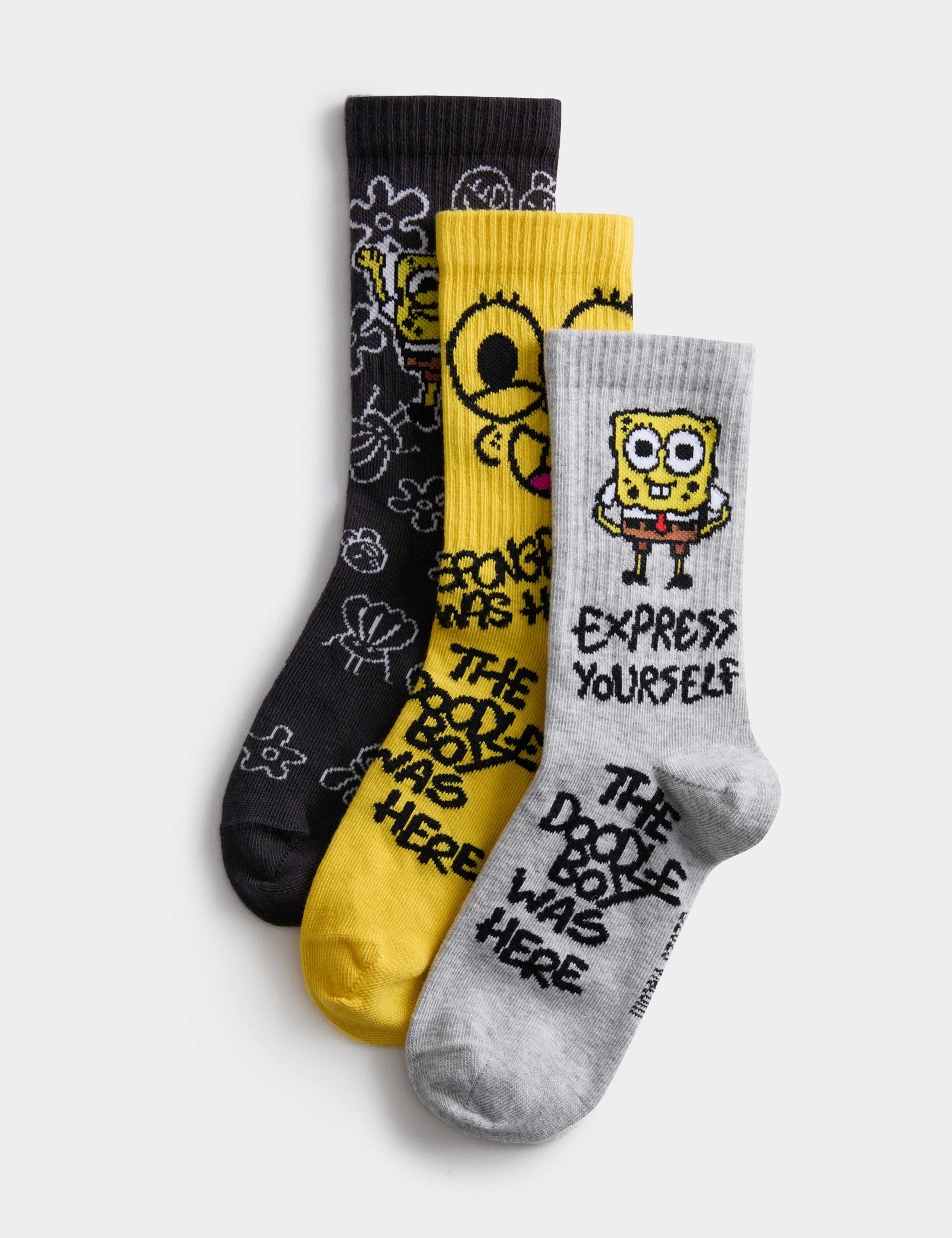 3pk Doodle Boy x Spongebob™ Sports Socks (6 Small - 7 Large) 1 of 2