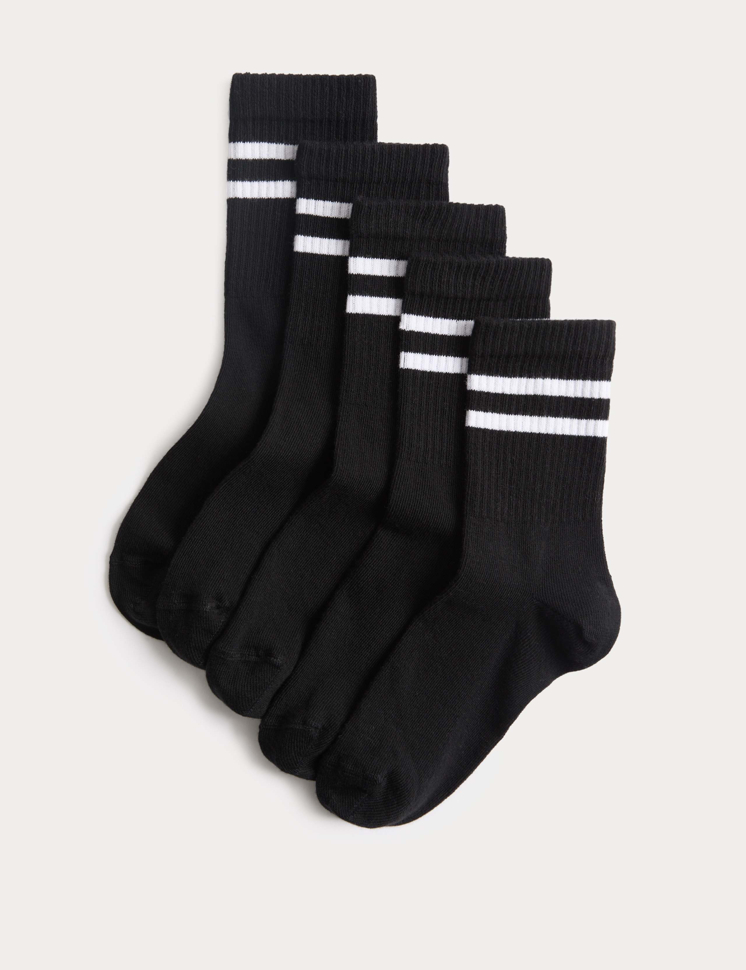 5 Pack Cotton Rich Striped Sports Socks (6 Small-7 Large) 1 of 2