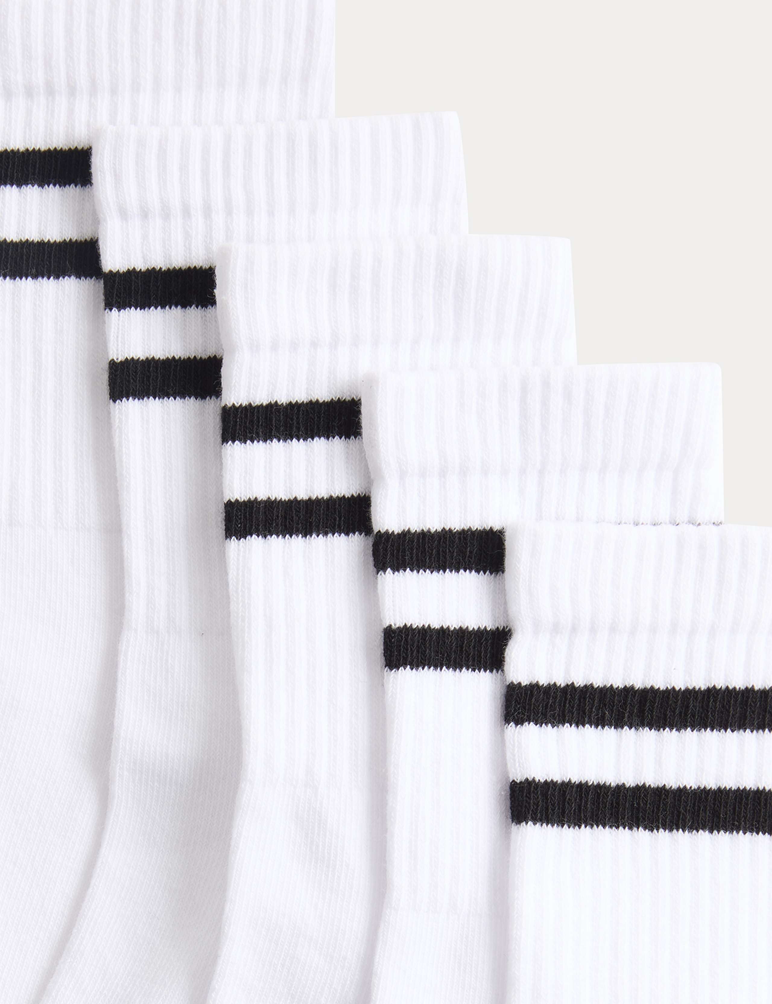 5 Pack Cotton Rich Striped Sports Socks (6 Small-7 Large) 2 of 2