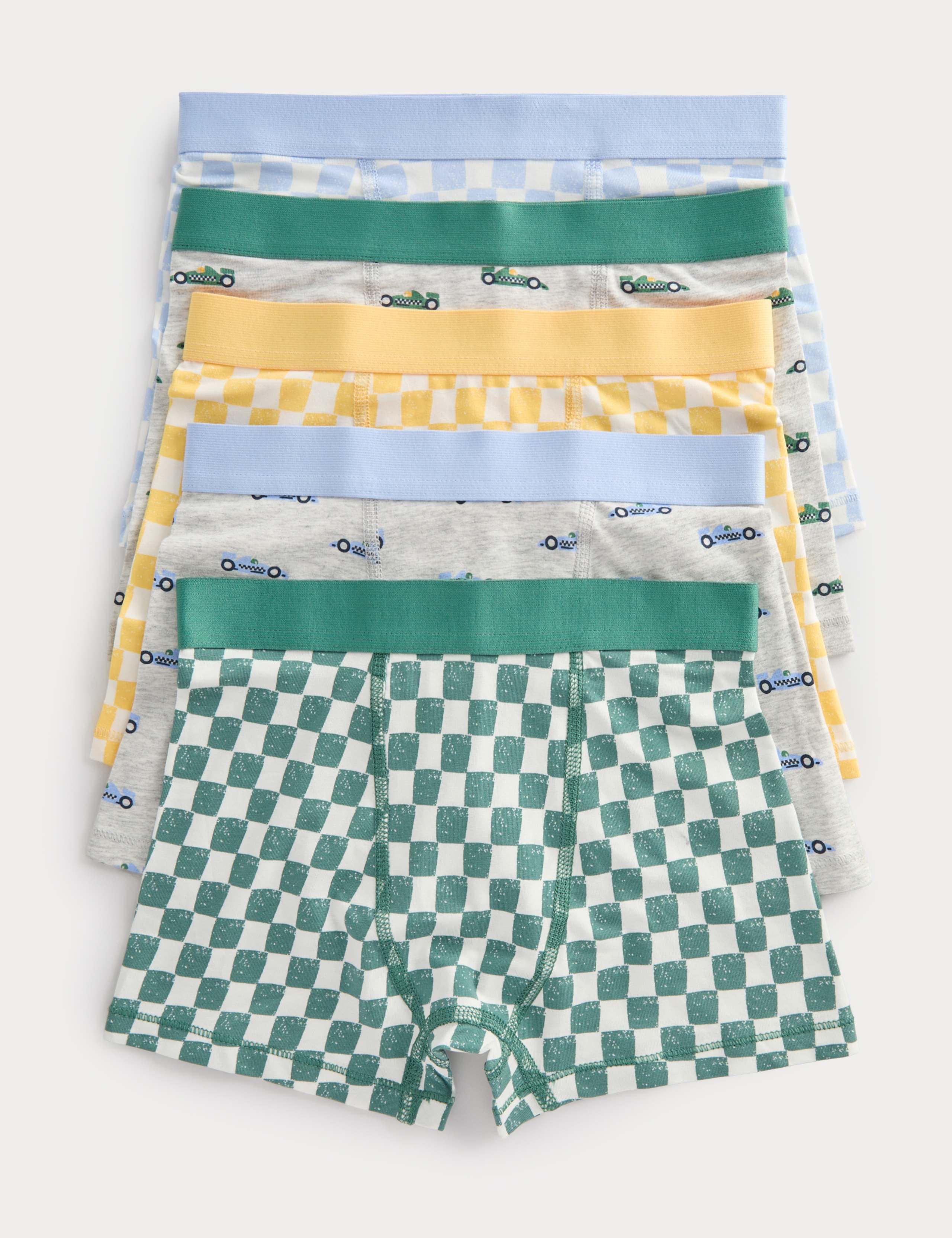 5 Pack Cotton Rich Car & Checkerboard Trunks (18 Mths-10 Yrs) 1 of 2