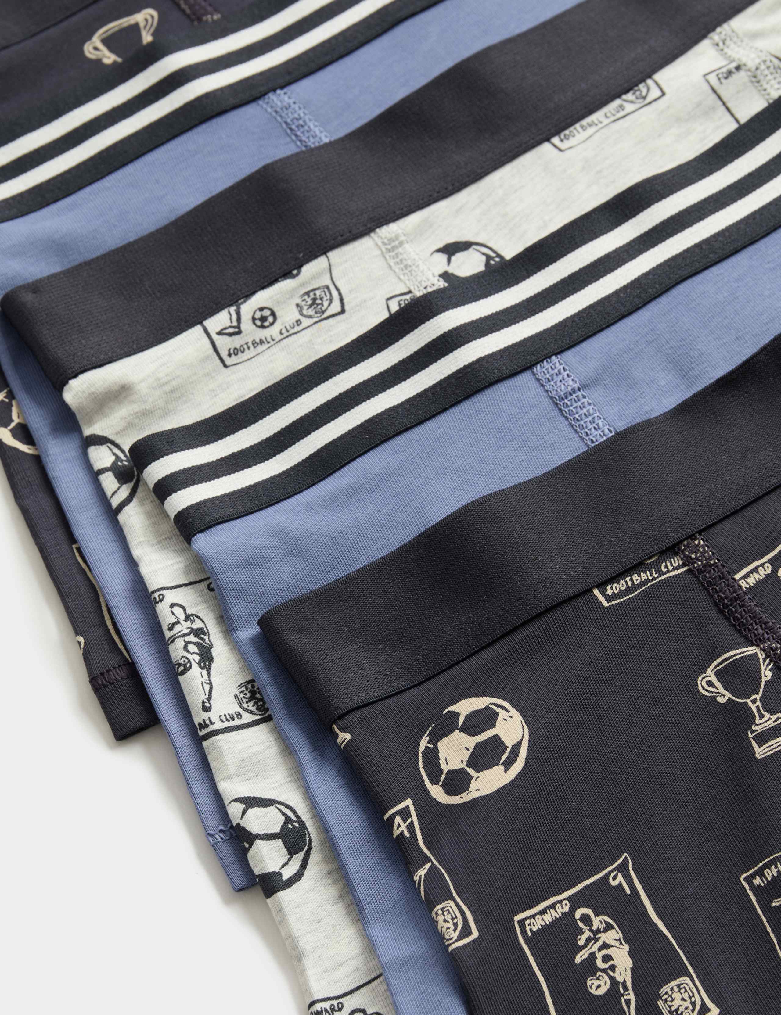 5 Pack Cotton with Stretch Football Trunks (5-16 Yrs) 2 of 2
