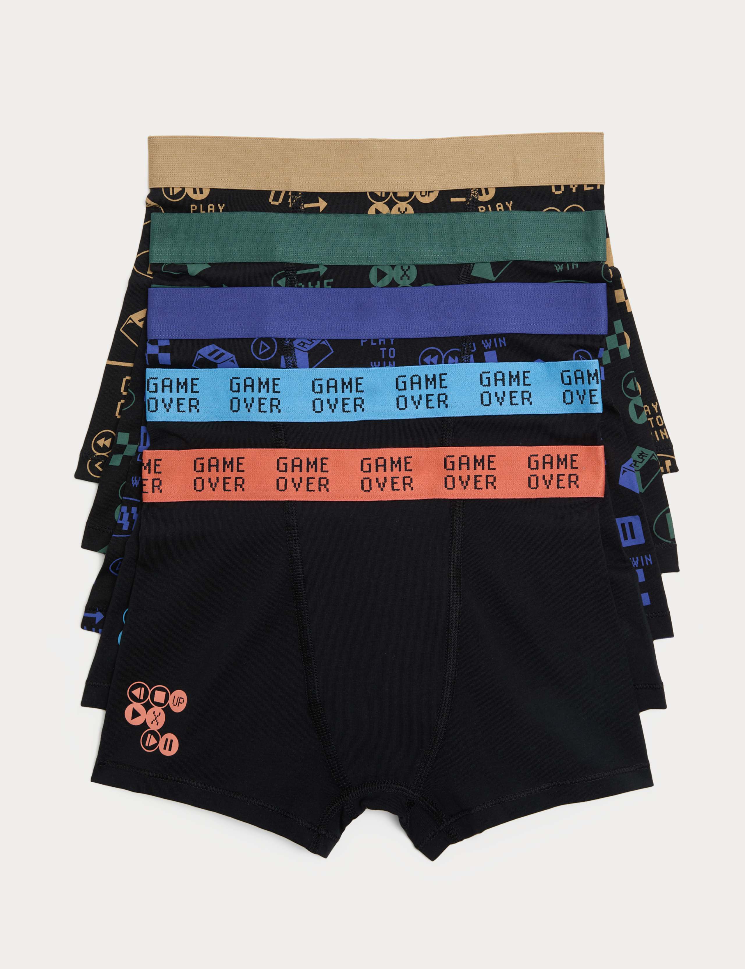 5 Pack Cotton with Stretch Gaming Trunks (5-16 Yrs) 1 of 2