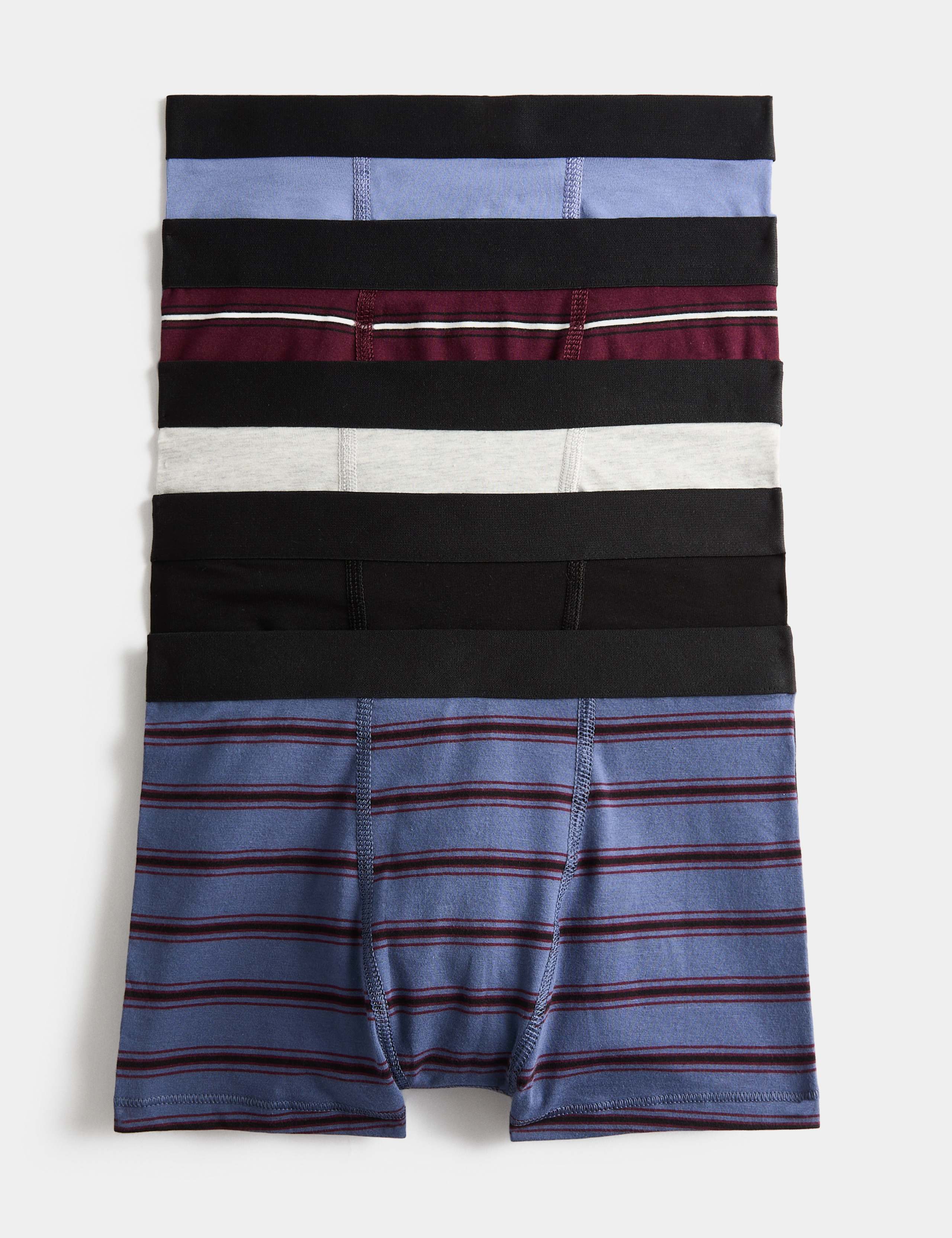 5 Pack Cotton Rich Striped Trunks (5-16 Yrs) 1 of 2