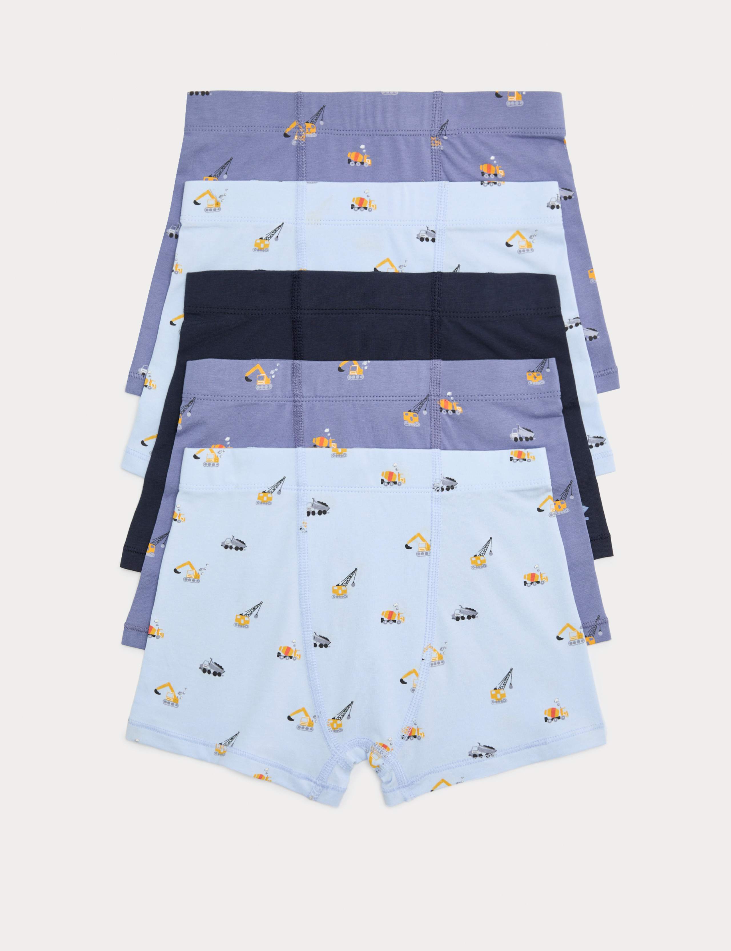 5 Pack Cotton Rich Construction Trunks (3-10 Yrs) 1 of 2