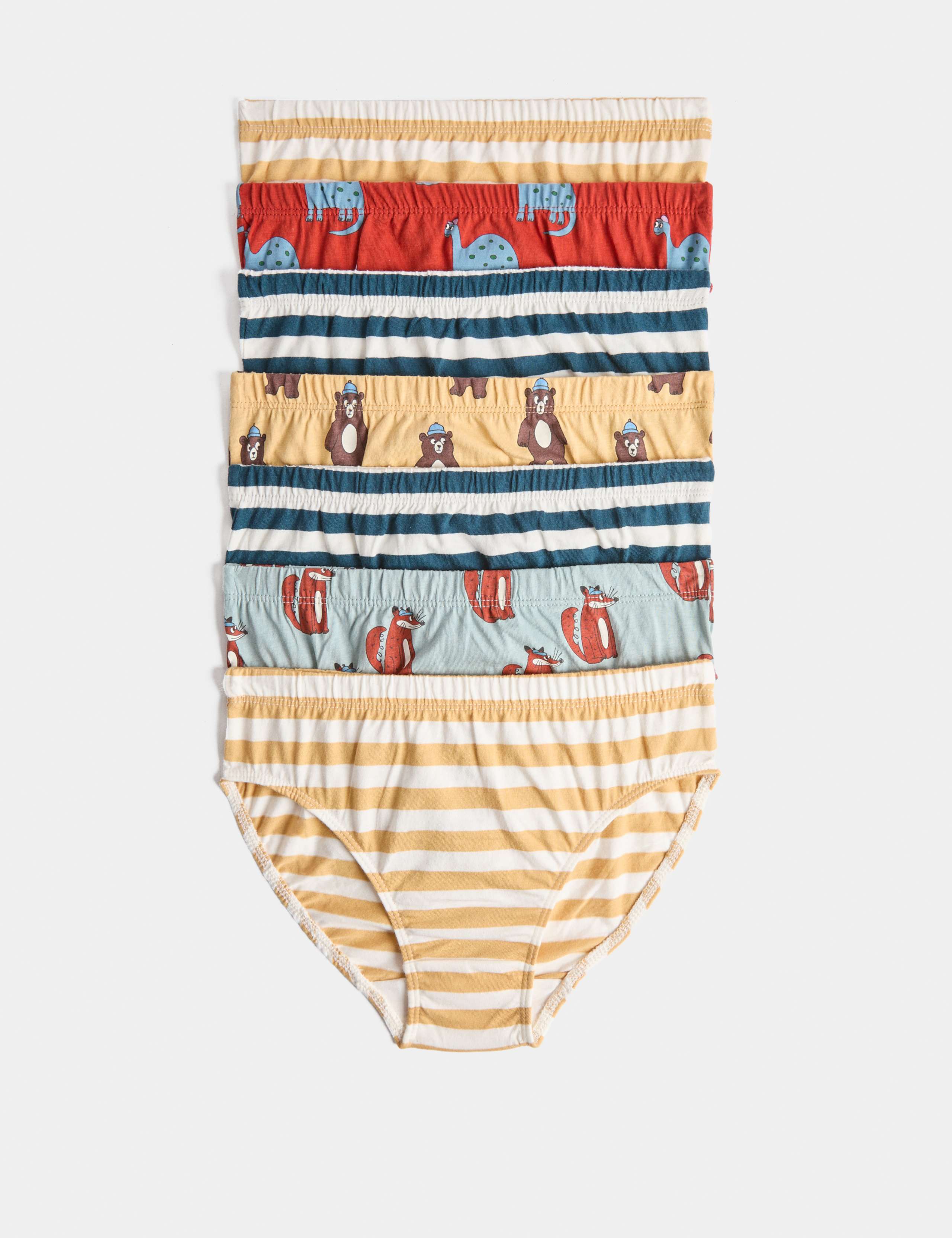 7 Pack Animal and Stripe Print Briefs (18 Mths - 10 Yrs) 1 of 2