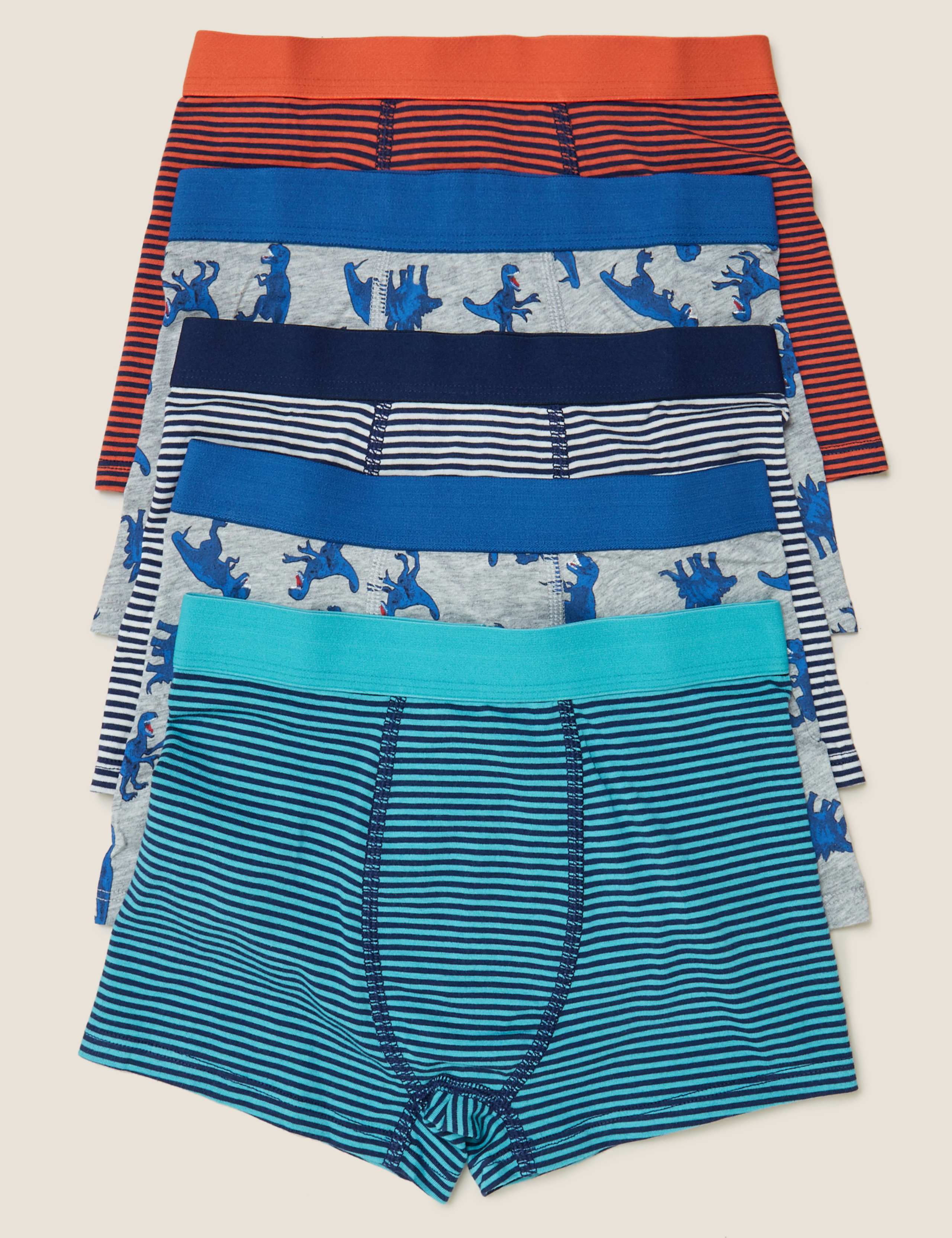 5 Pack Cotton with Stretch Dinosaur Trunks (2-16 Yrs) 1 of 1