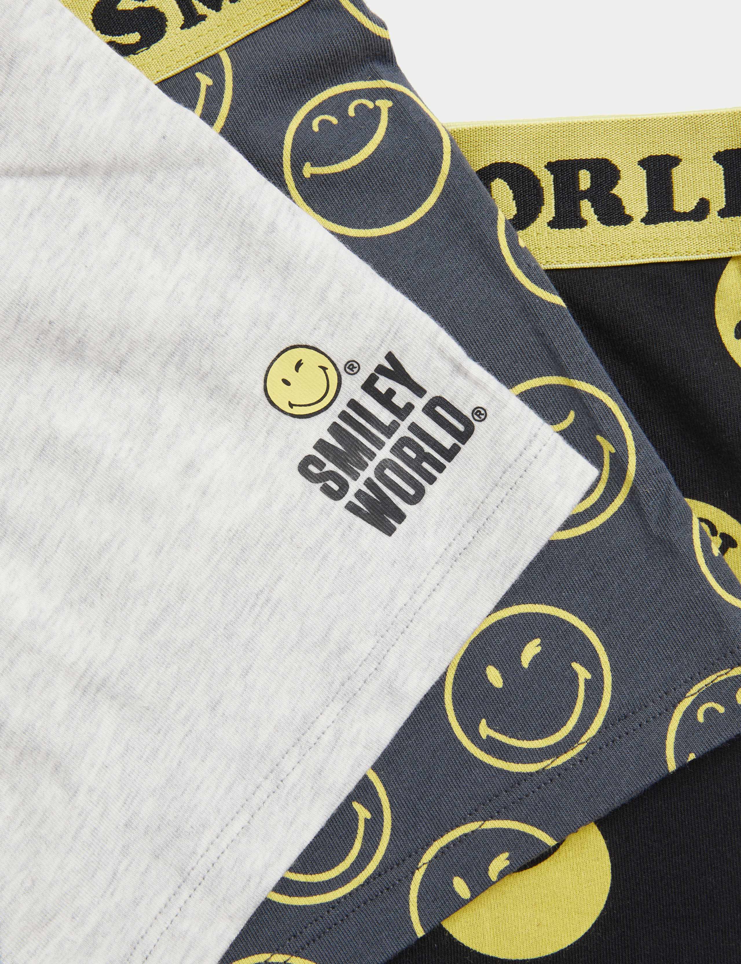 3pk Cotton with Stretch SmileyWorld® Trunks (5-16 Yrs) 2 of 2