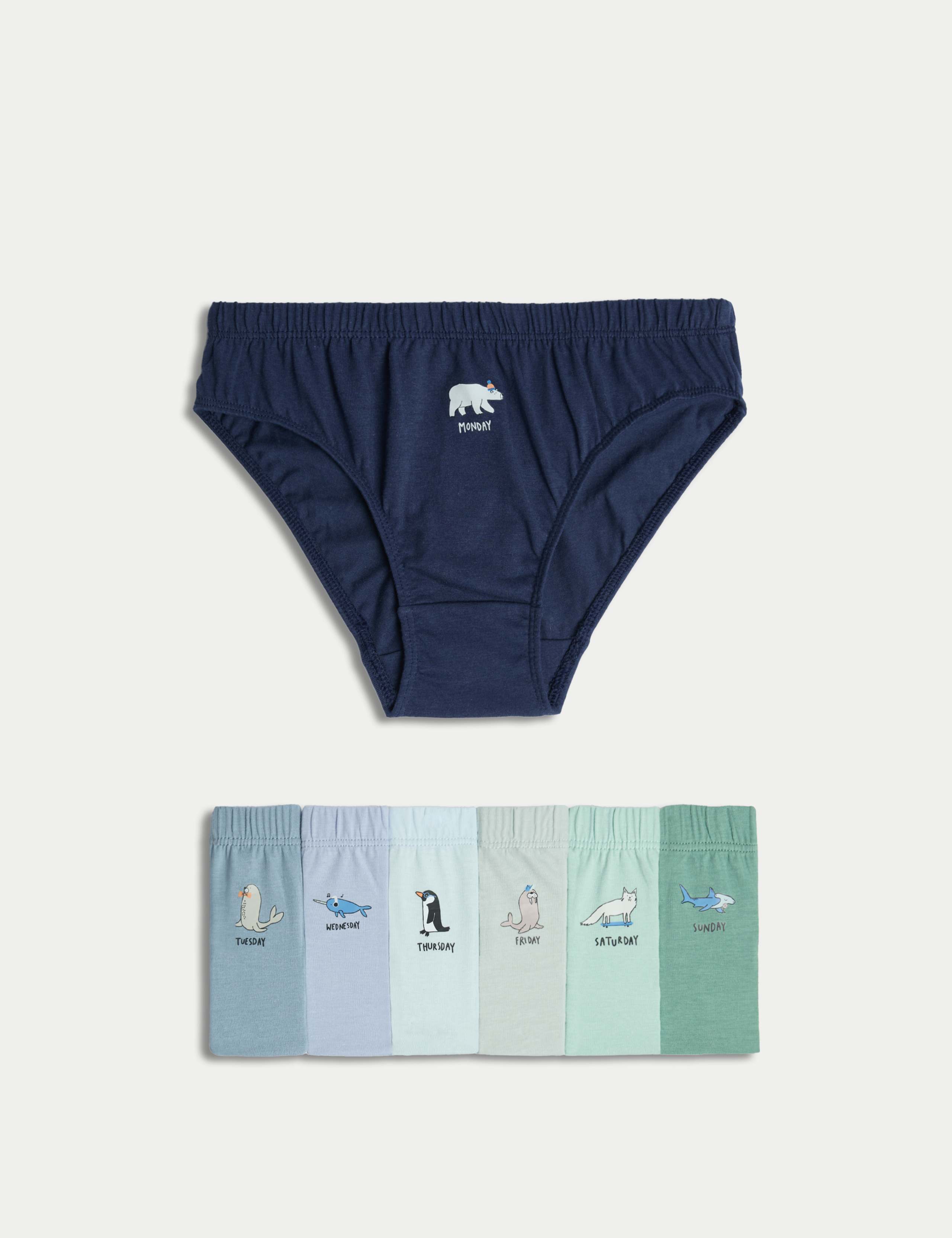 7pk Pure Cotton Days of the Week Briefs (2-8 Yrs) 1 of 2
