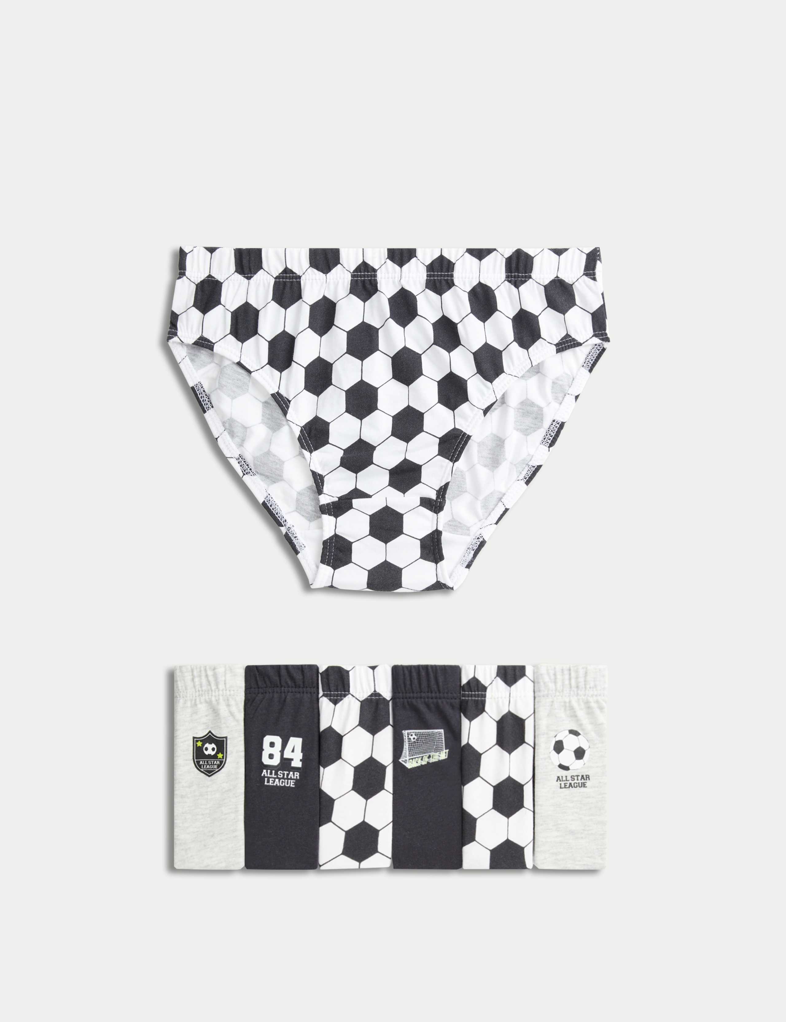 7pk Pure Cotton Football Briefs (2-8 Yrs) 1 of 2