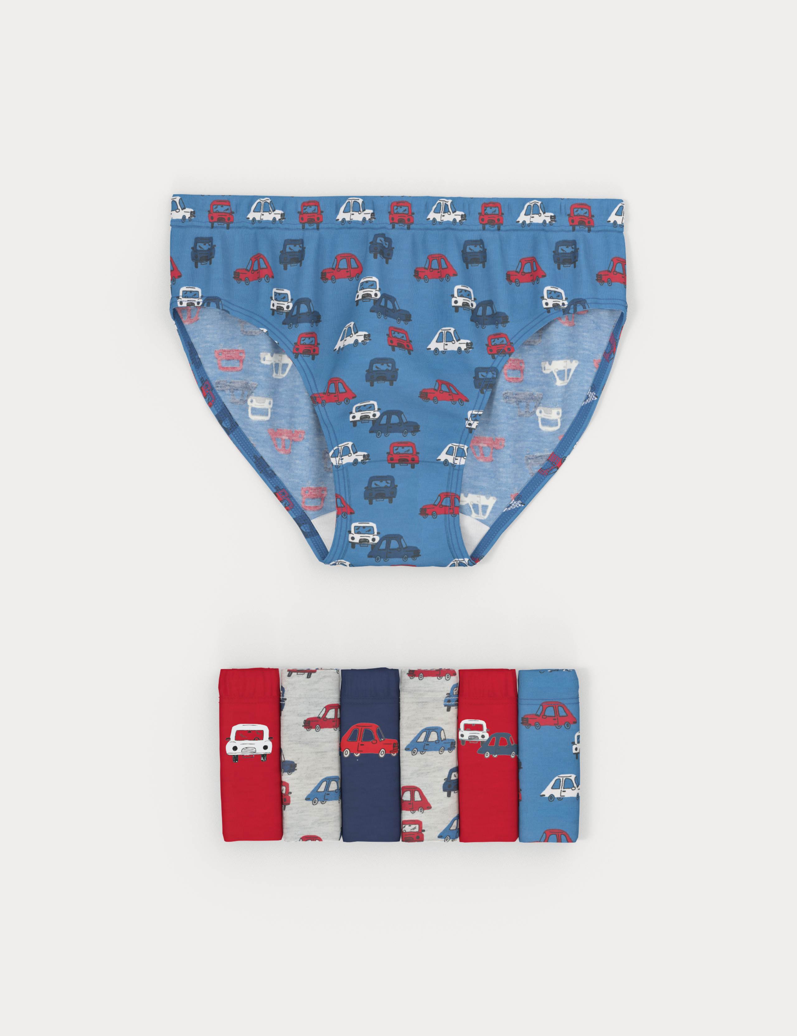 7 Pack Pure Cotton Car Print Briefs (2-8 Yrs) 1 of 2