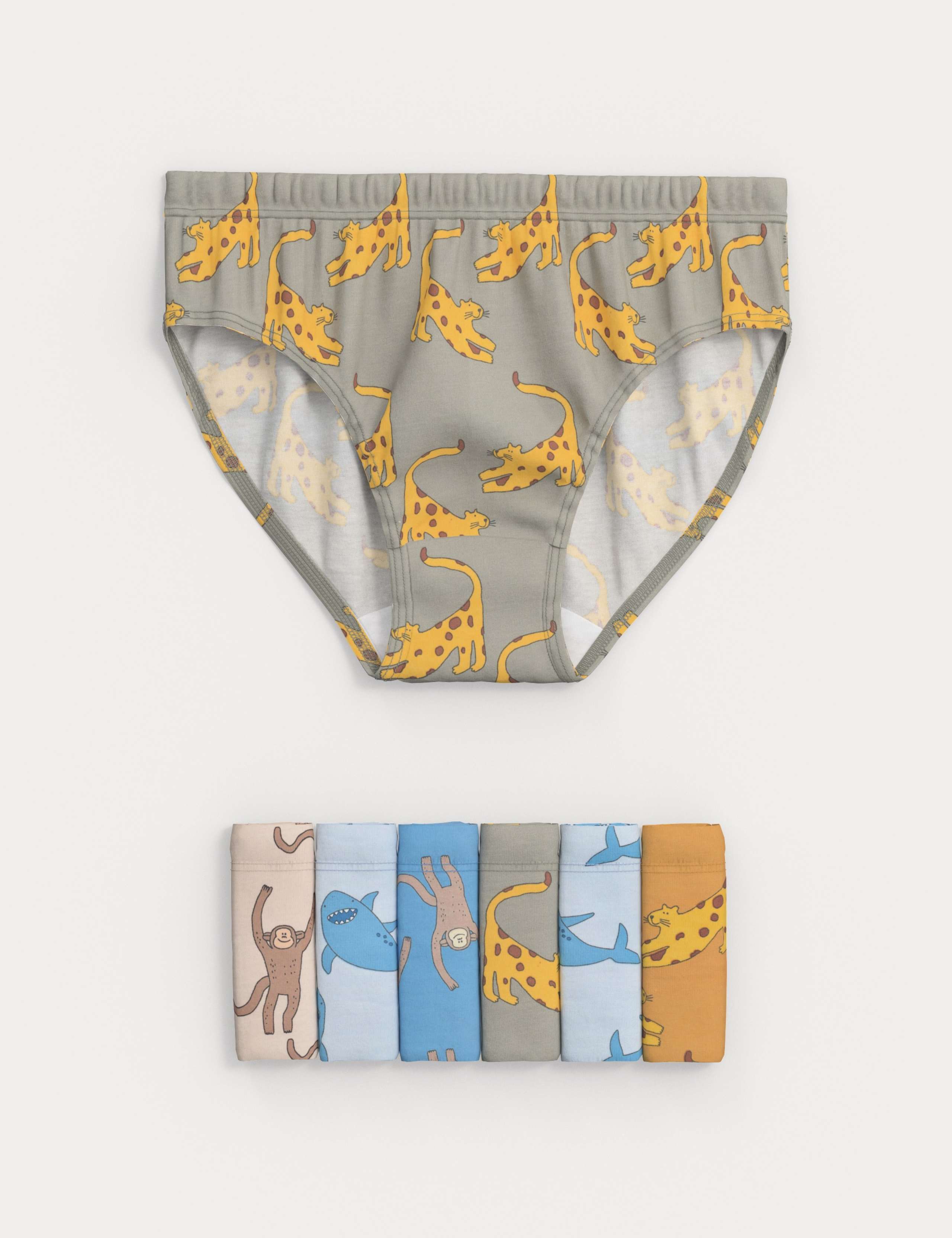 7pk Pure Cotton Animal Print Briefs (2-8 Yrs) 1 of 2