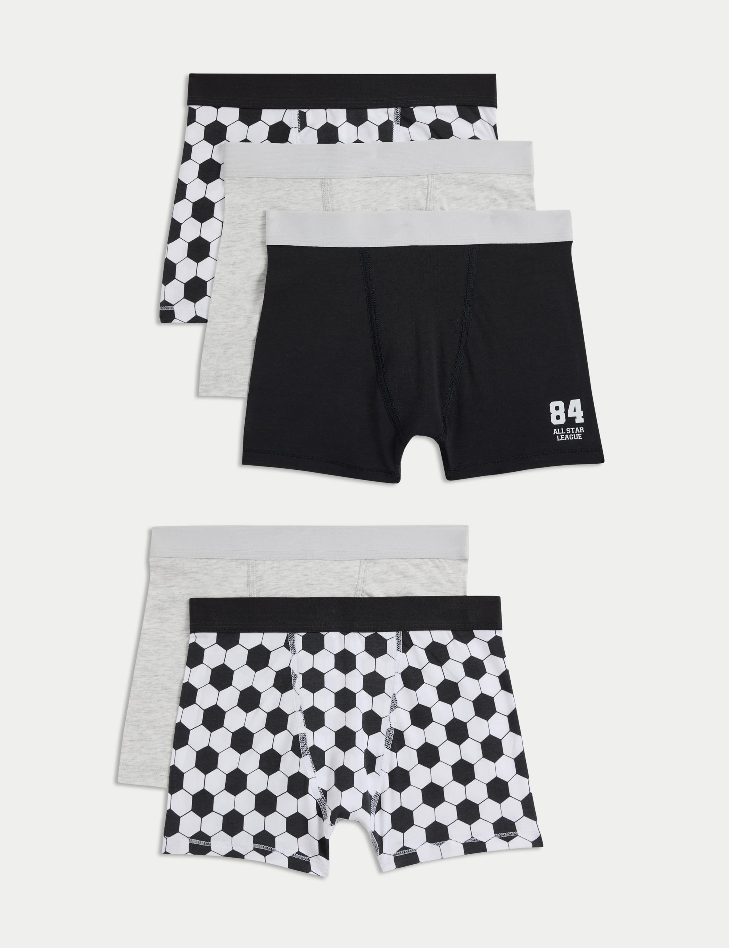 5 Pack Cotton Rich Football Trunks (5-16 Yrs) 1 of 2