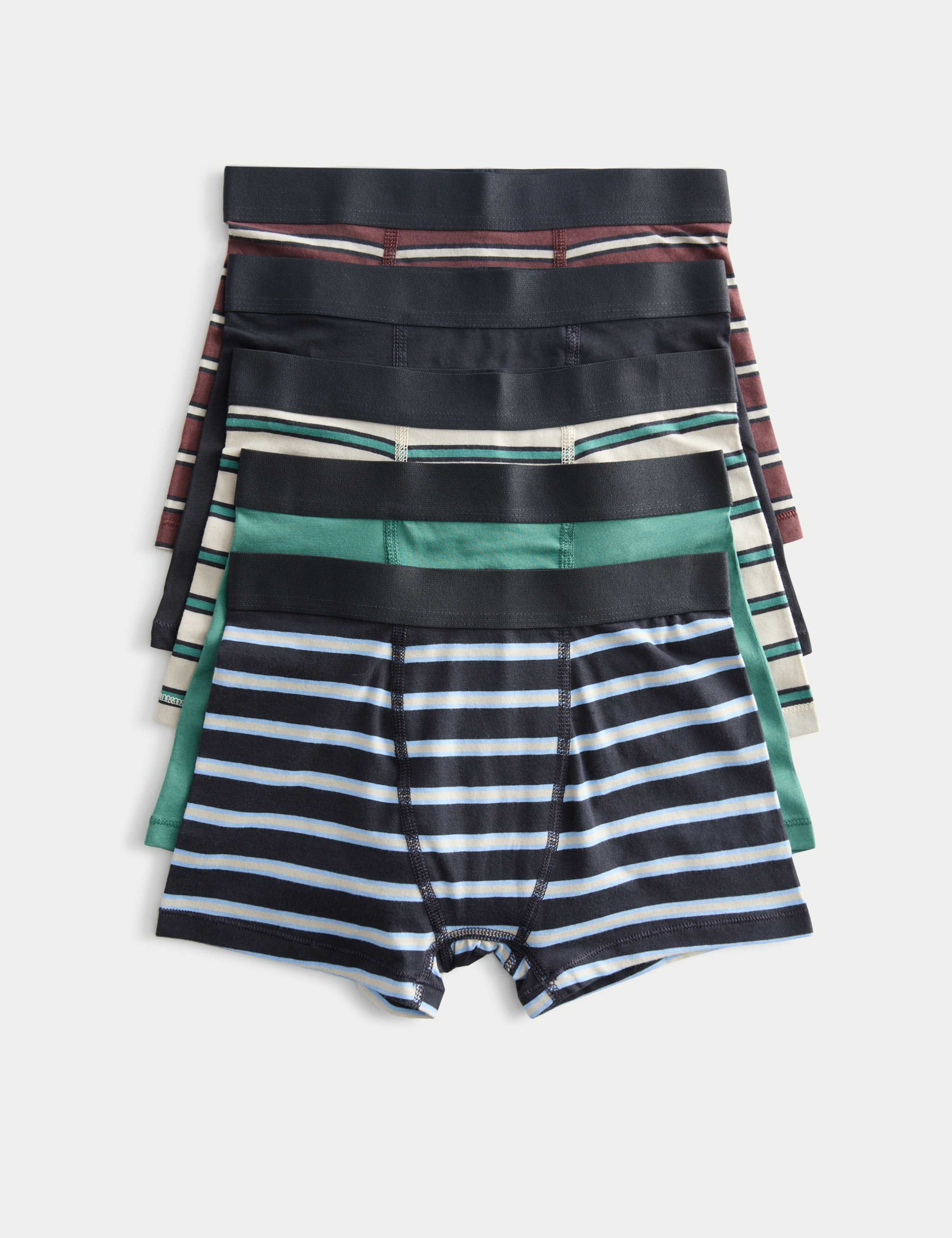 5 Pack Cotton Rich Striped Trunks (5-16 Yrs) 1 of 2
