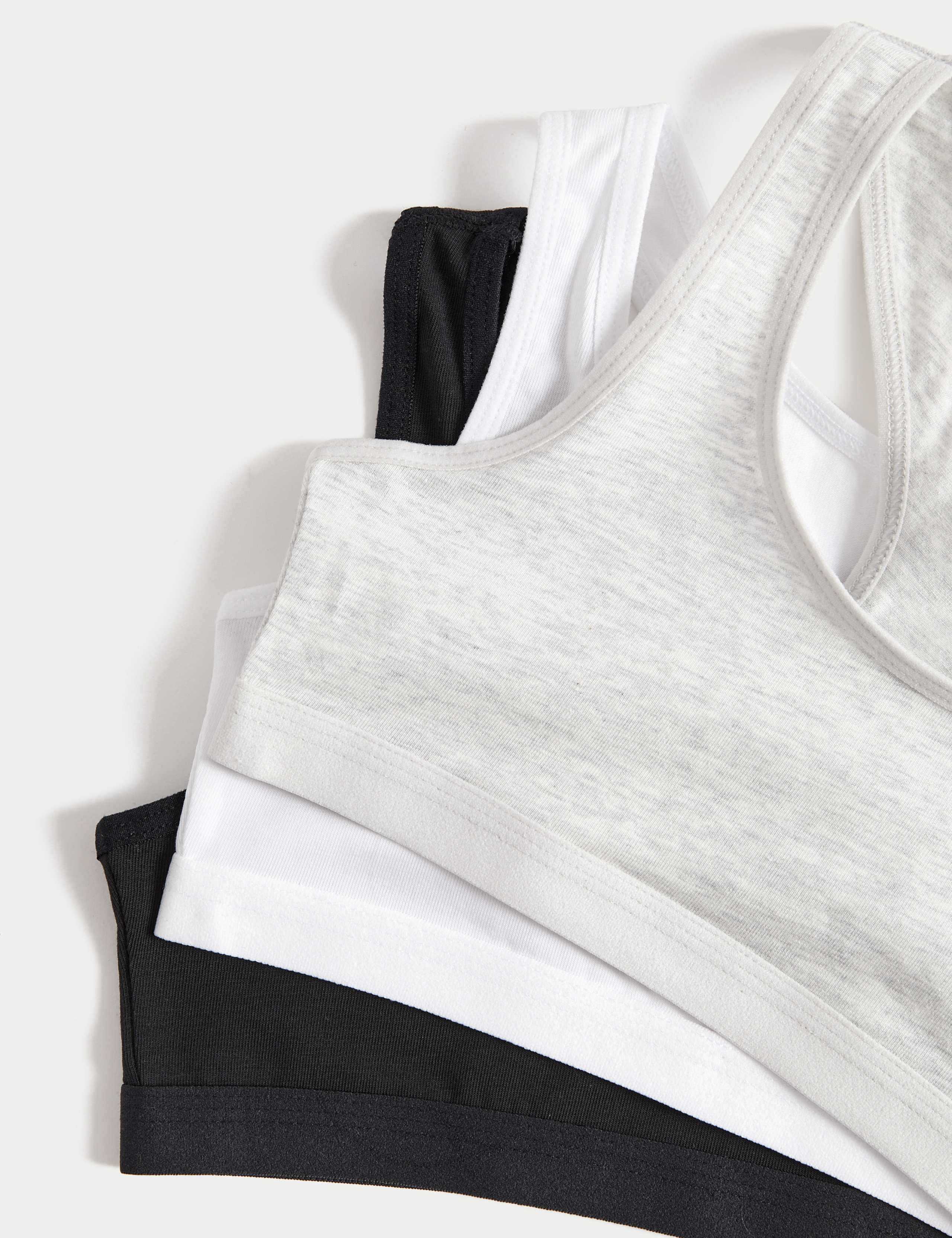 3pk Cotton with Stretch Crop Tops (6-16 Yrs) 2 of 3