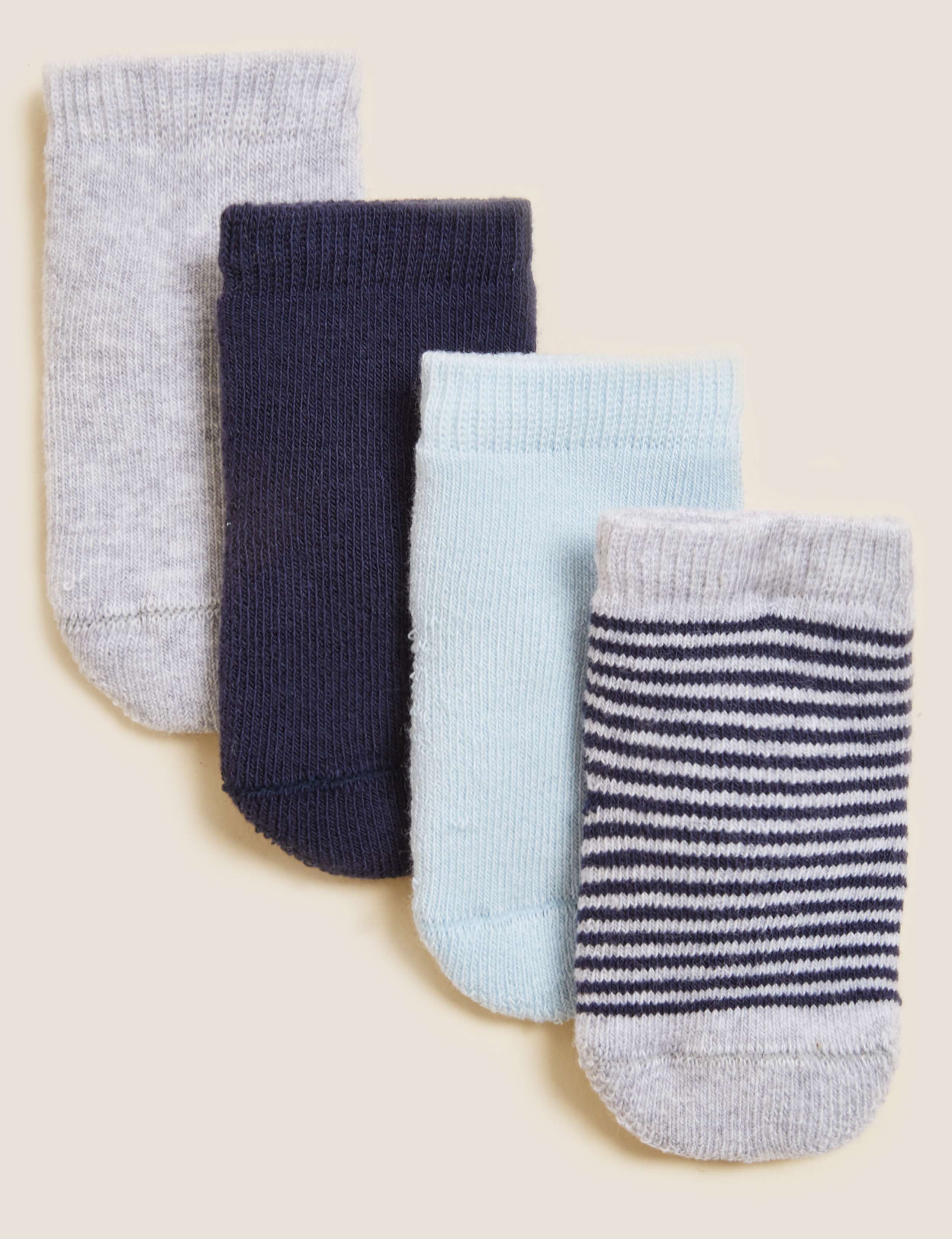 4 Pack Cotton Rich Terry Baby Socks (7lbs-24 Mths) 1 of 1