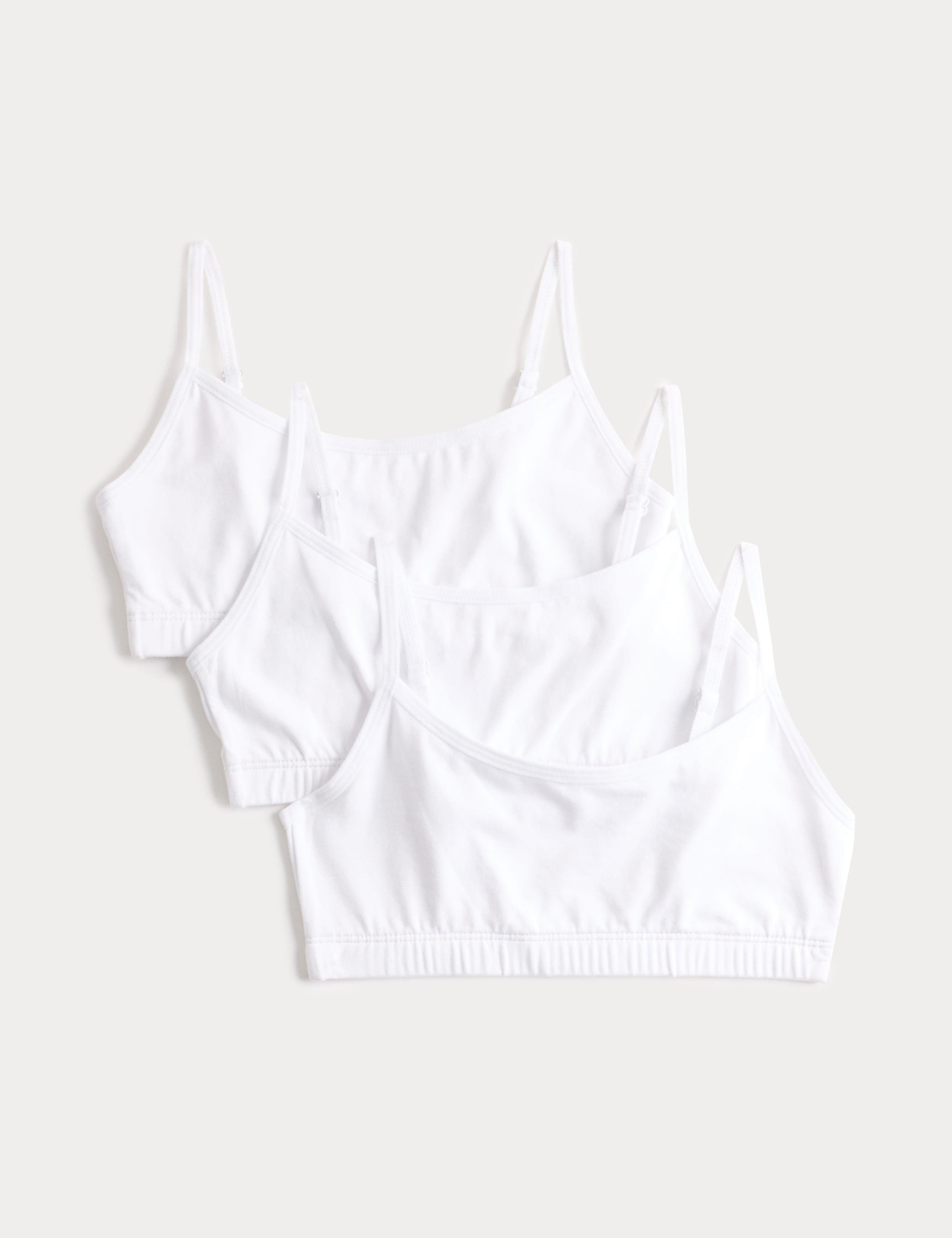 3 Pack Cotton with Stretch Crop Tops (6-16 Yrs) 1 of 2
