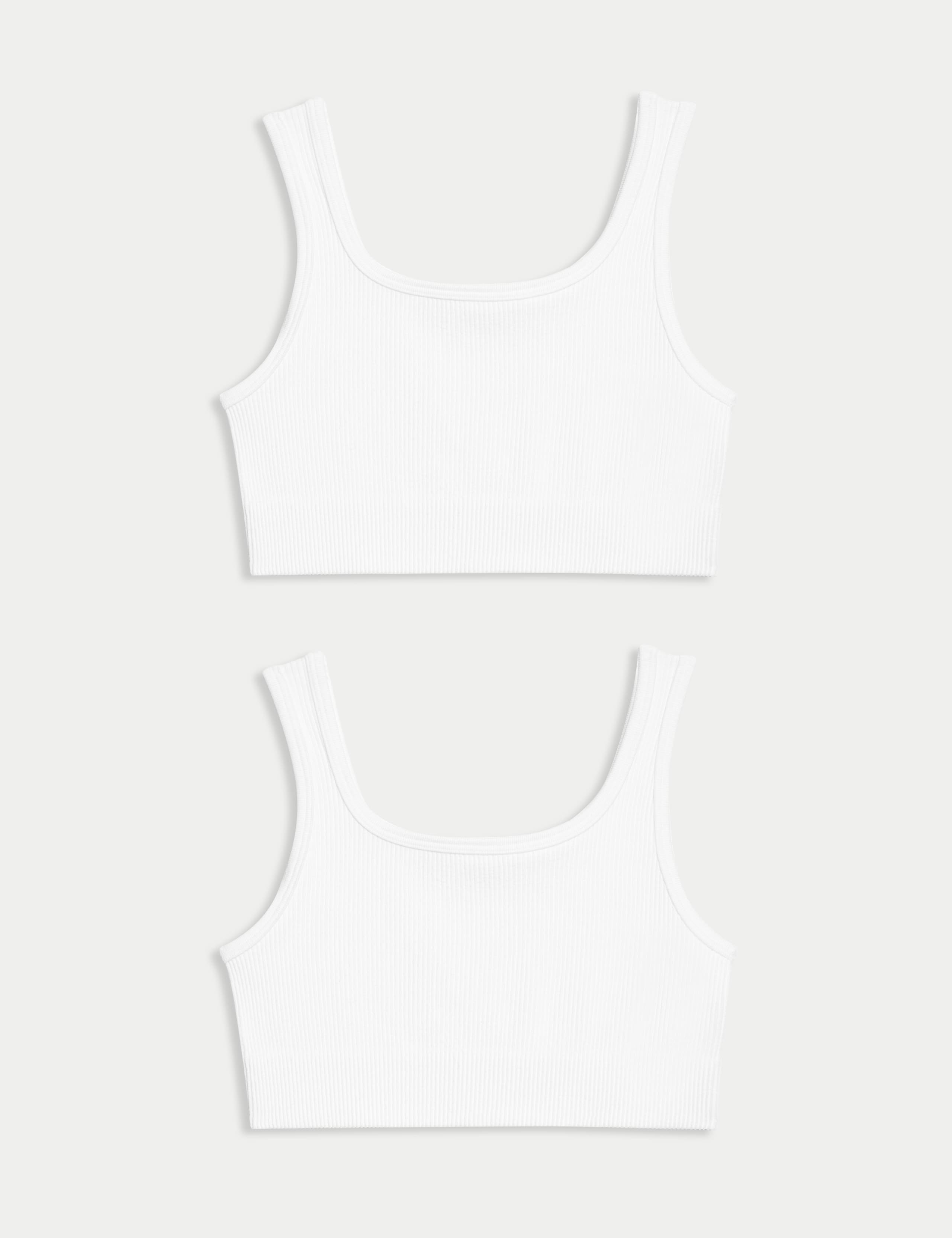 2 Pack Seamfree Round Neck Rib Crop Tops (6-16 Yrs) 1 of 3