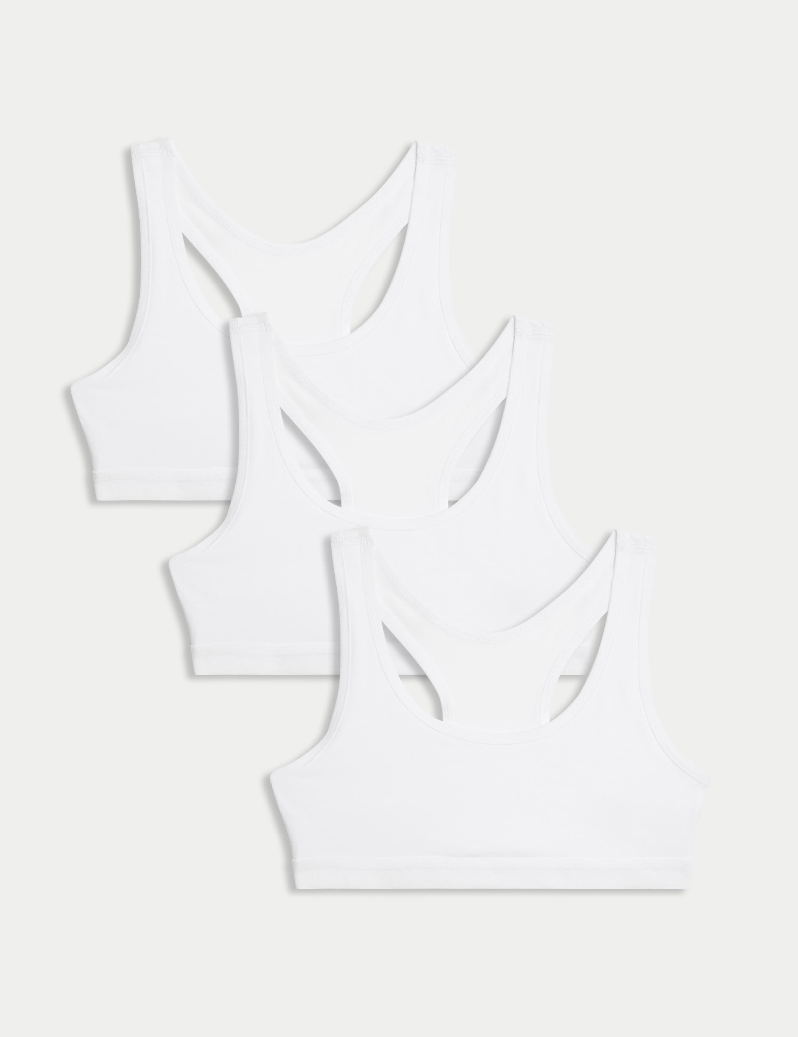 3 Pack Cotton with Stretch Crop Tops (6-16 Yrs) 1 of 3
