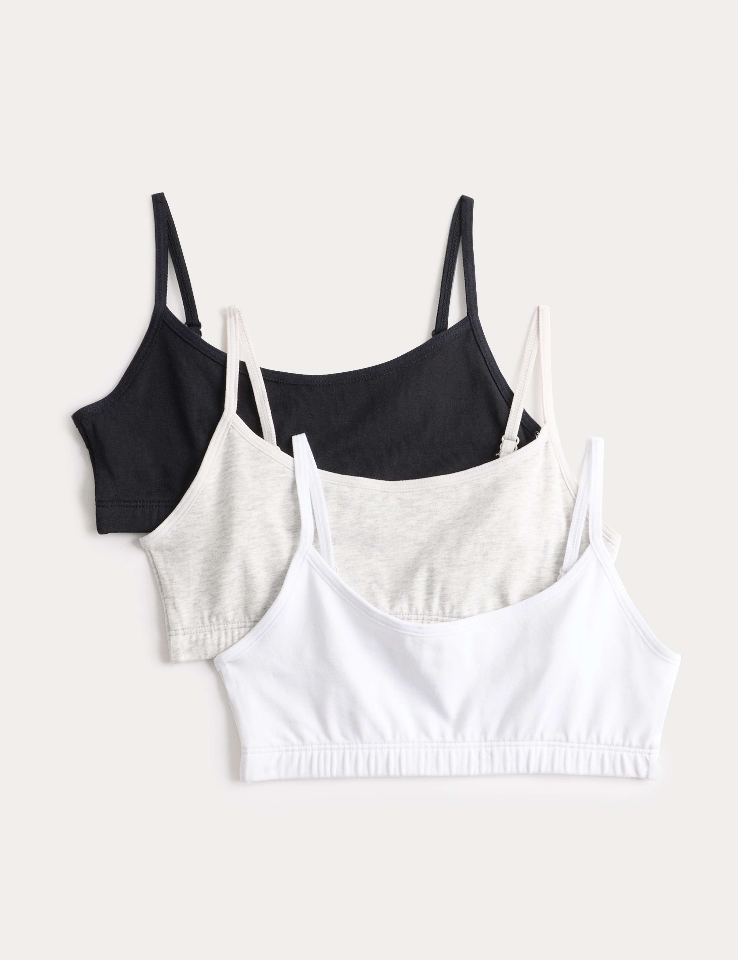 3 Pack Cotton with Stretch Crop Tops (6-16 Yrs) 1 of 2