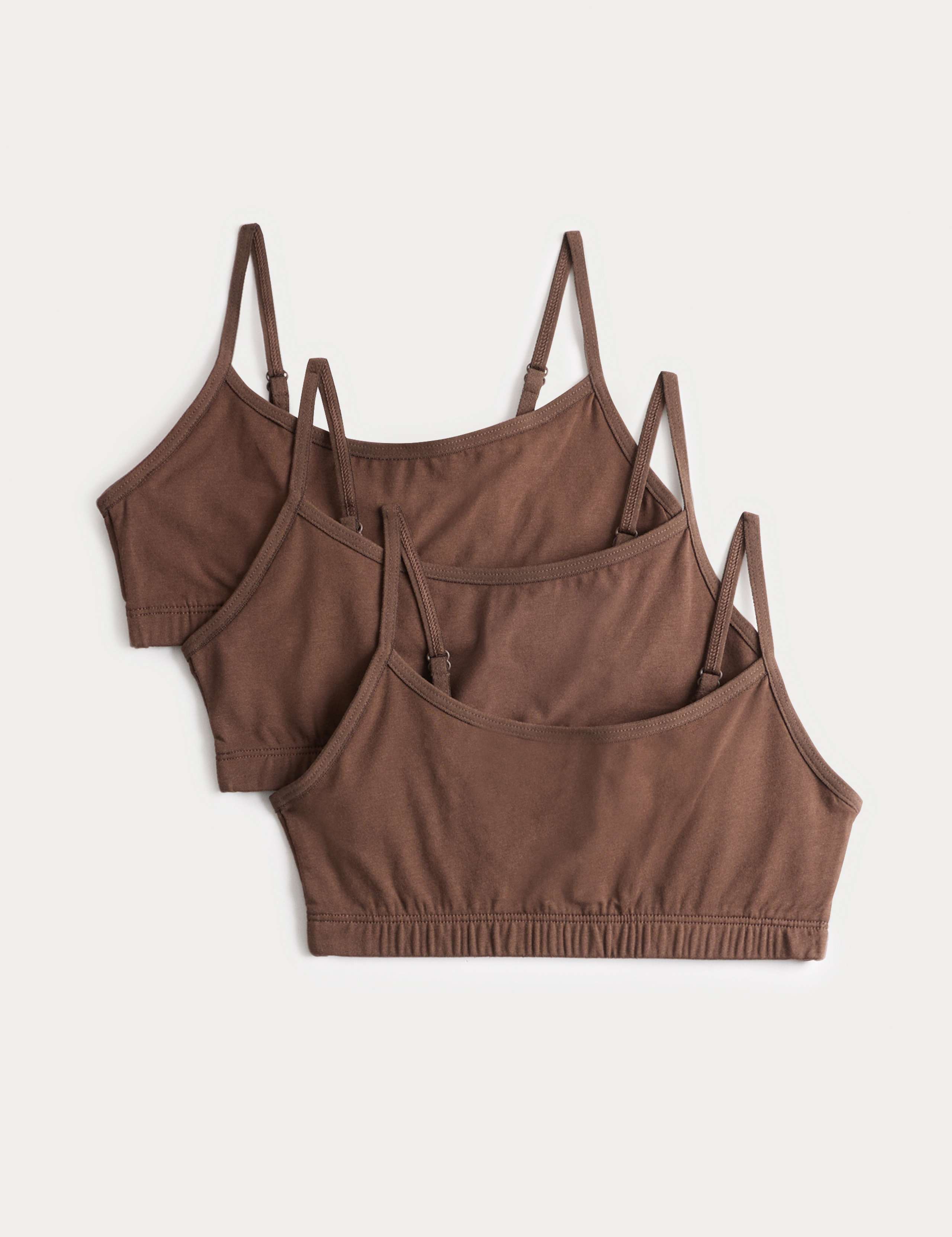 3pk Cotton with Stretch Crop Tops (6-16 Yrs) 1 of 2