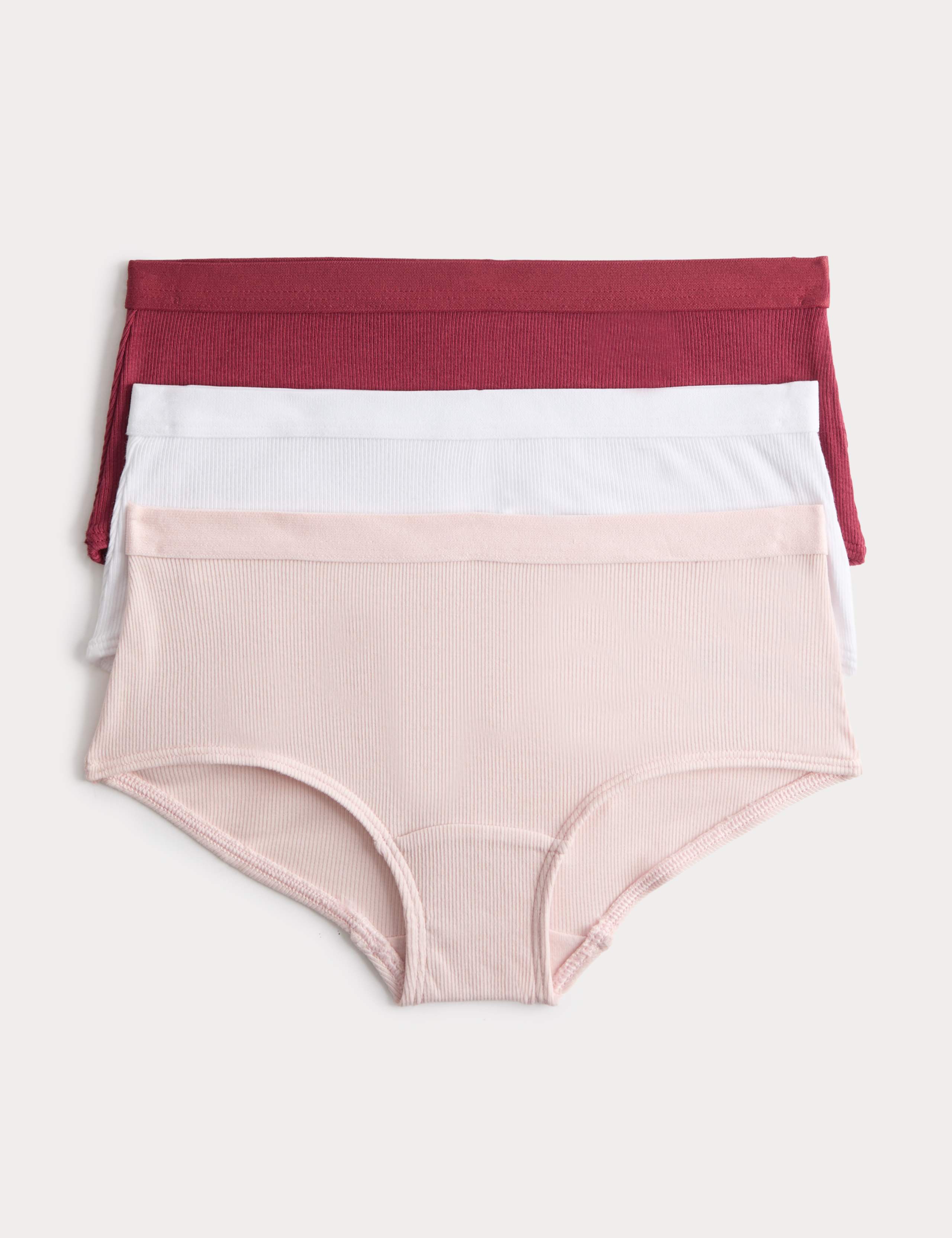3 Pack Cotton with Stretch Ribbed Shorts (6-16 Yrs) 1 of 2