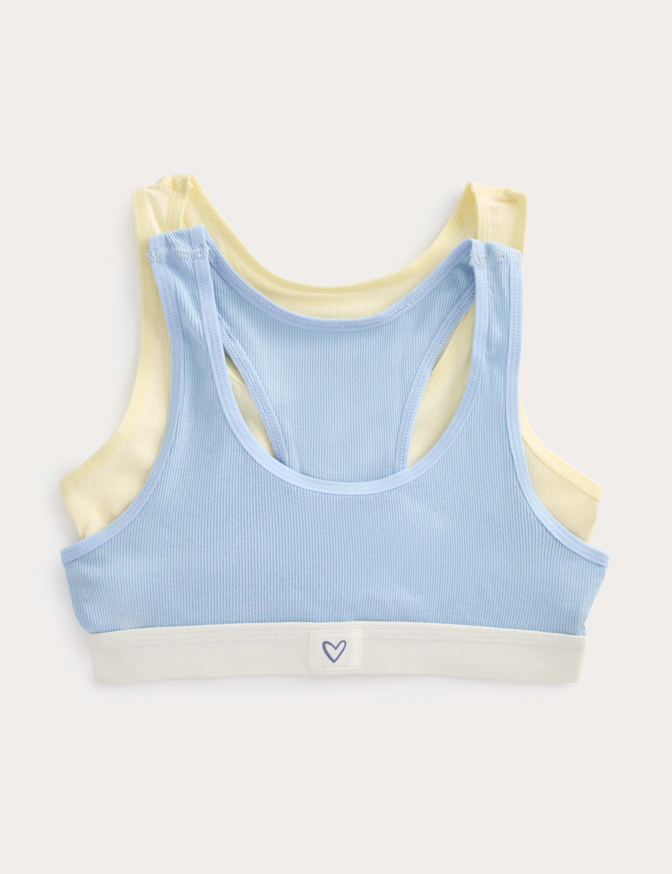 2 Pack Cotton with Stretch Crop Tops (7-16 Yrs) 1 of 2