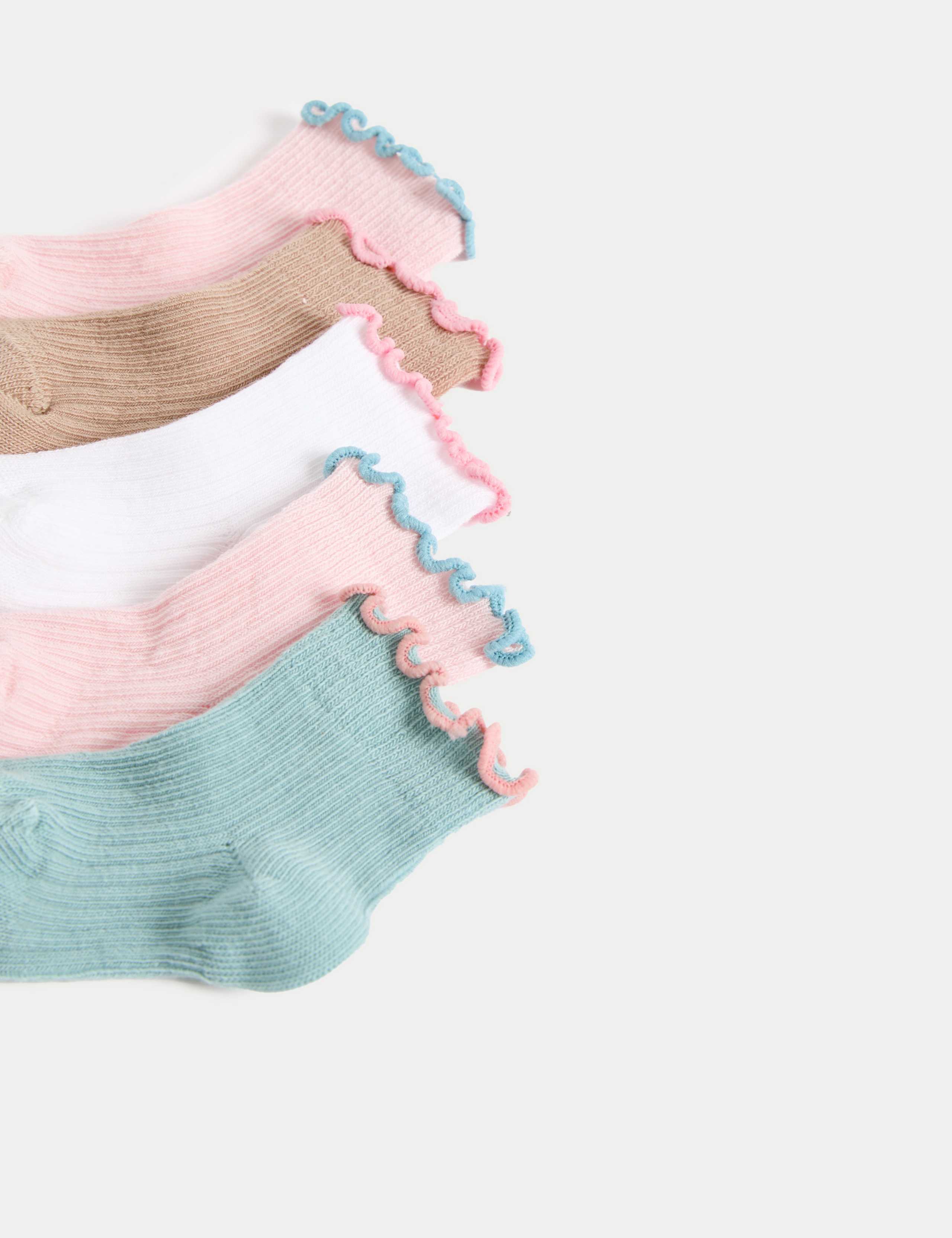 5pk Cotton Rich Baby Socks (0-3 Yrs) 2 of 2