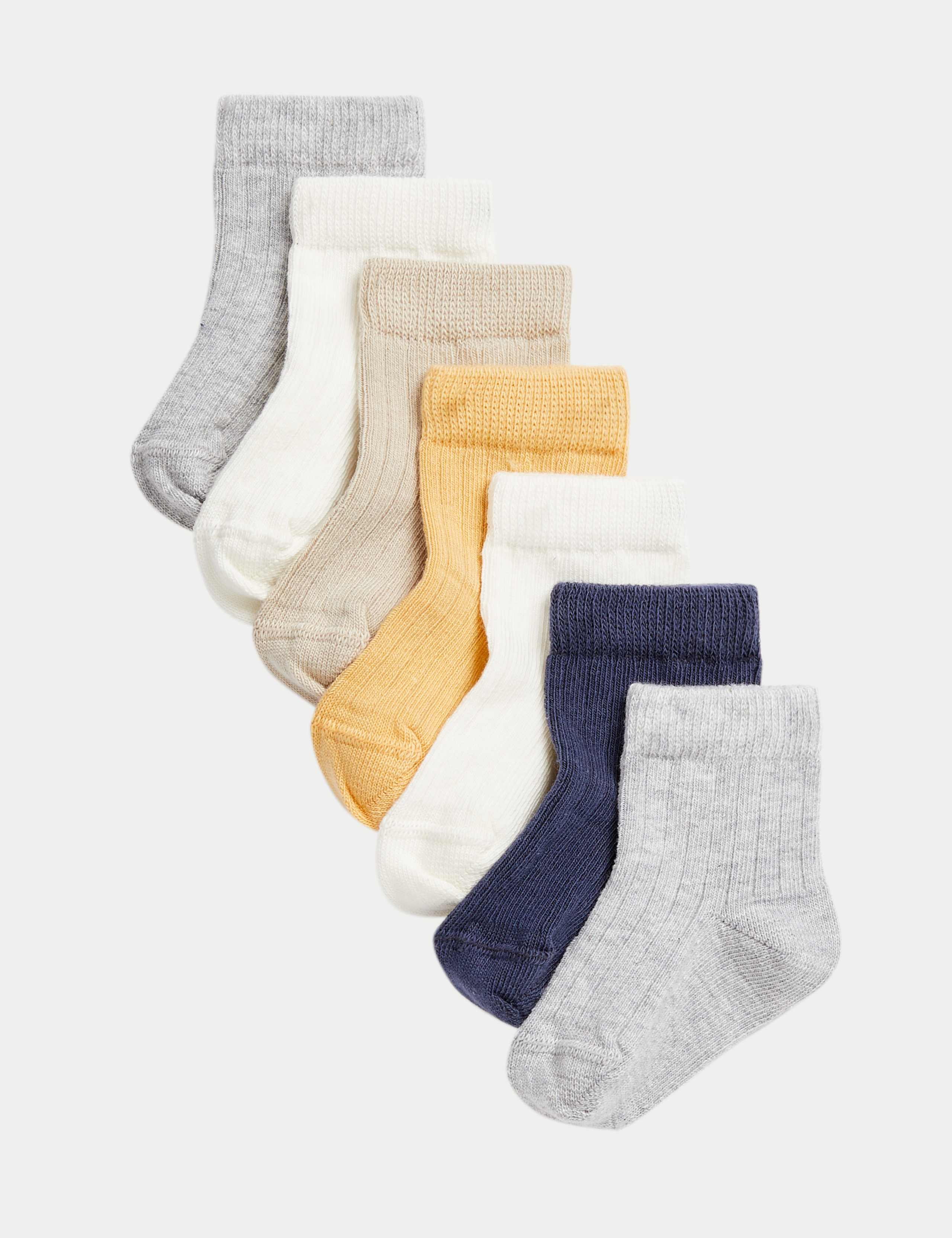7pk Cotton Rich Baby Socks 1 of 2
