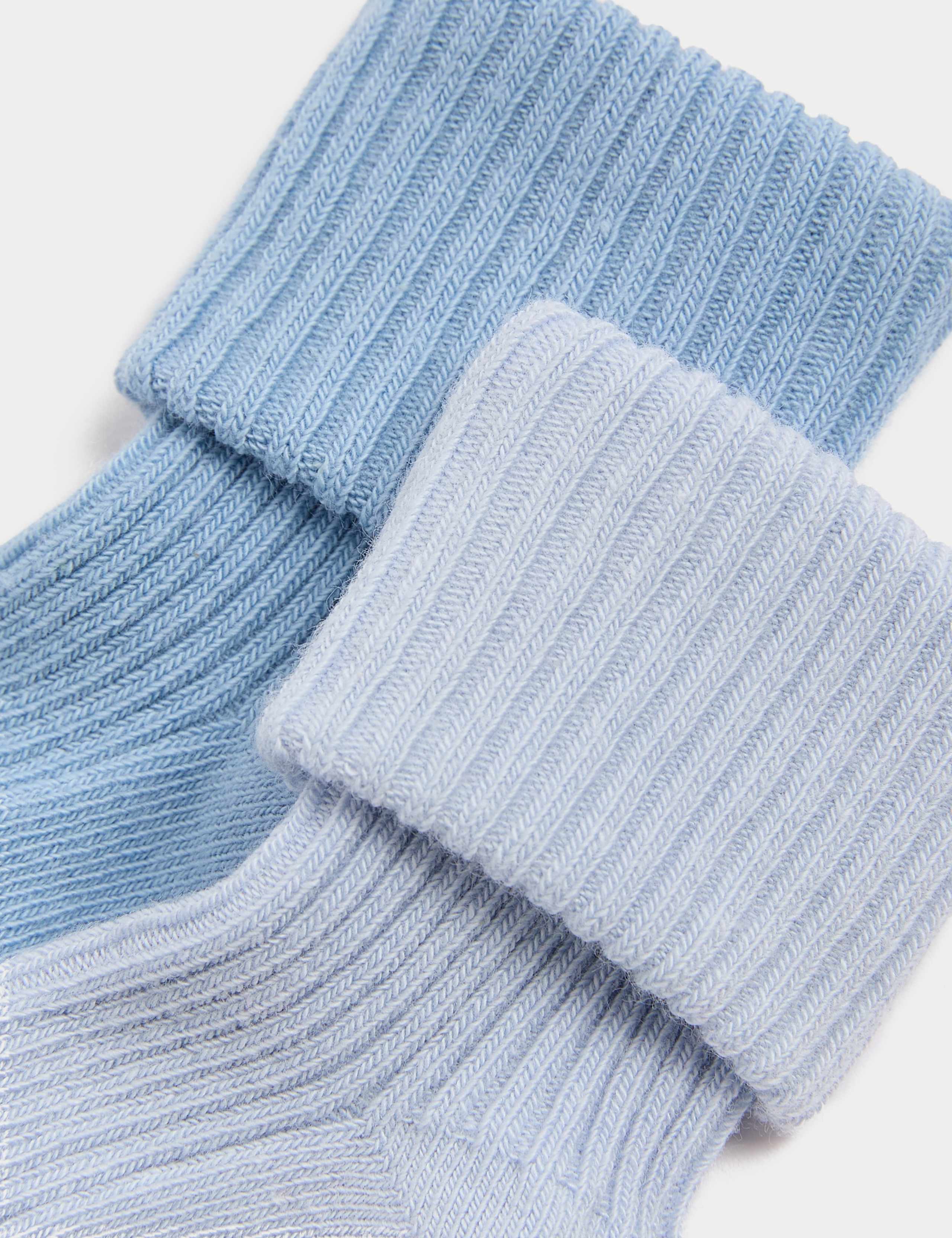 2pk Cotton Rich Ribbed Socks (7lbs-3 Yrs) 2 of 2