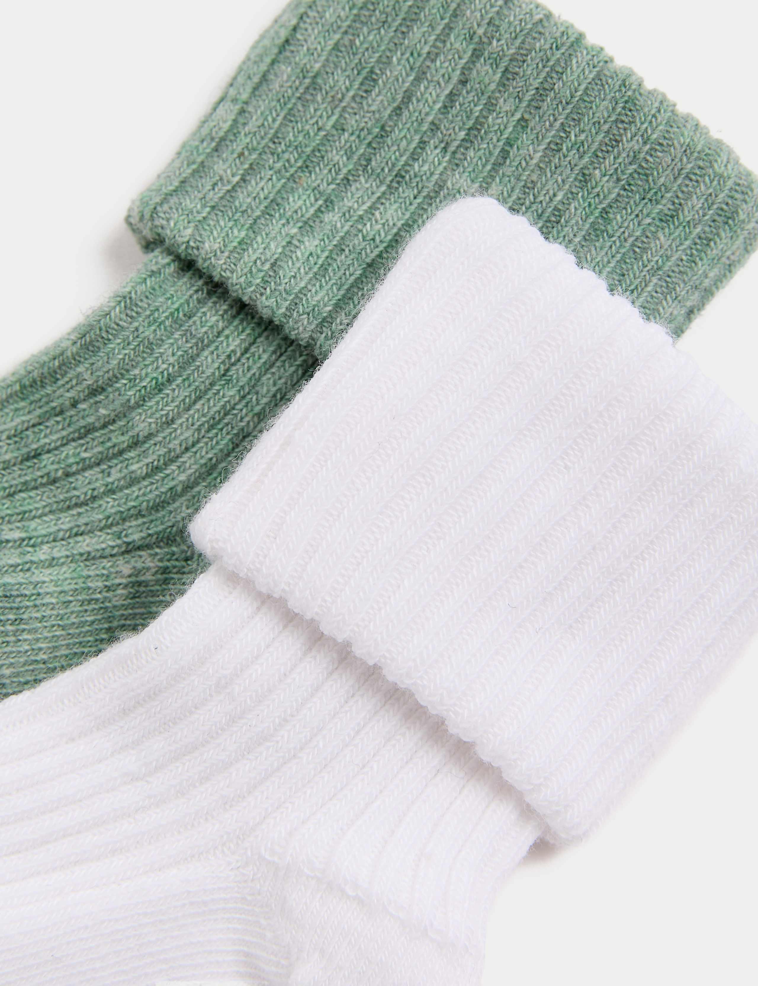 2pk Cotton Rich Ribbed Socks (7lbs-3 Yrs) 2 of 2