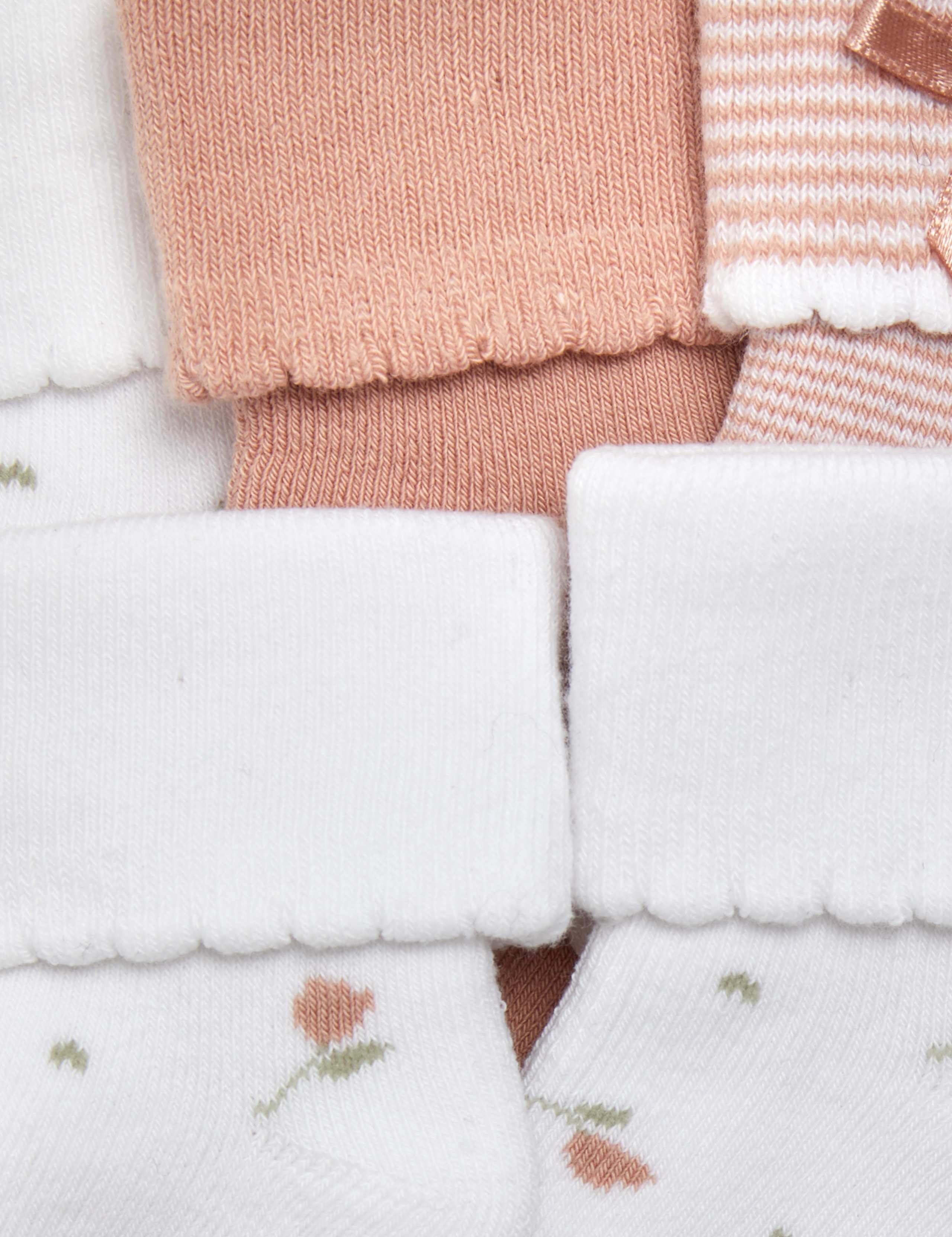 5pk Cotton Rich Rosebud Baby Socks (0-24 Mths) 2 of 2