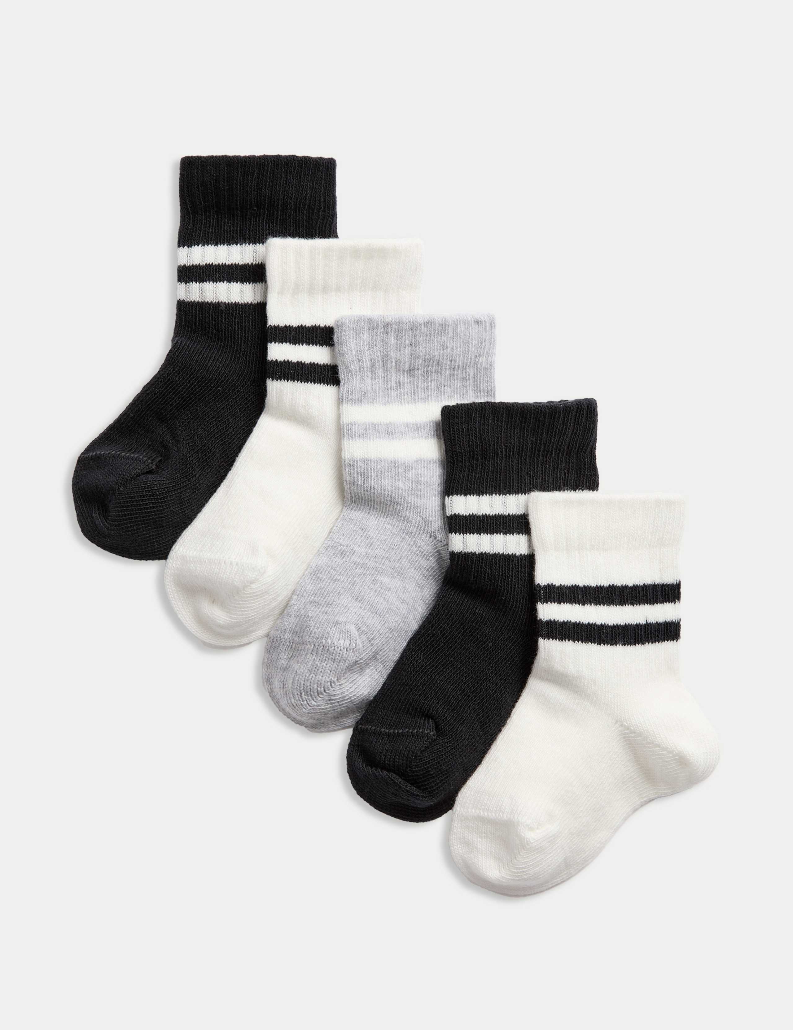 5 Pack Cotton Rich Baby Socks (0-3 Yrs) 1 of 2