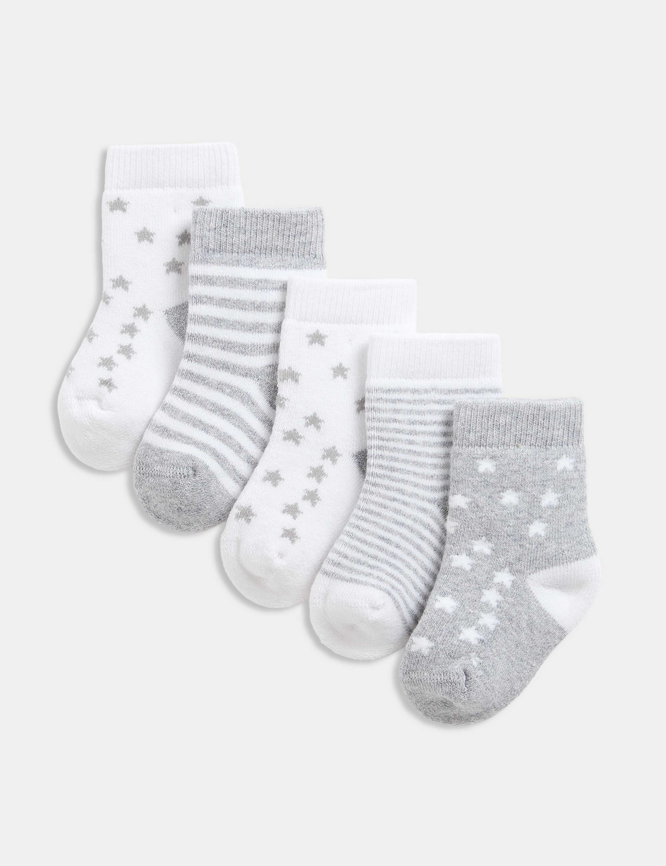 5 Pack Cotton Rich Terry Star Socks (0-2 Yrs) 1 of 2