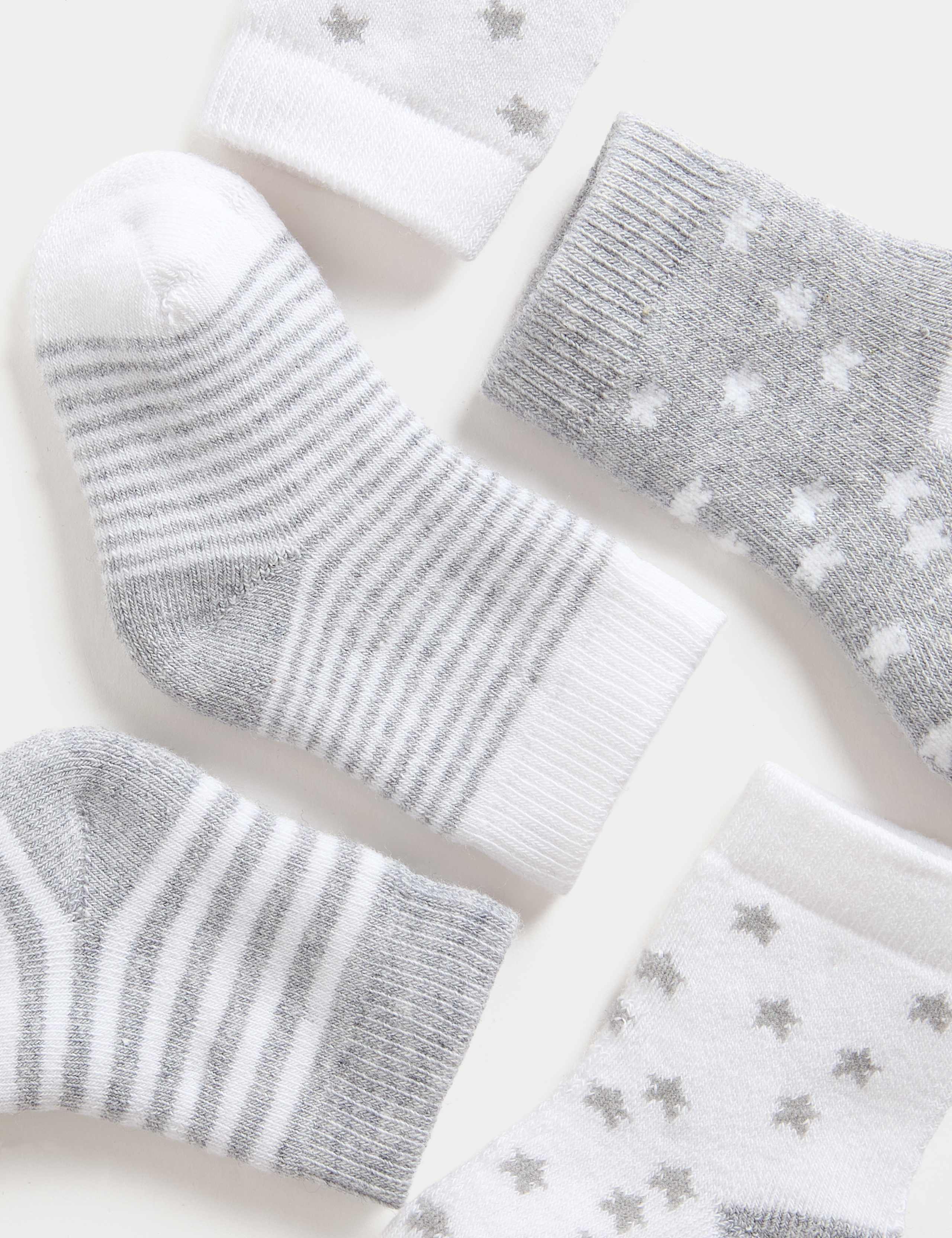 5pk Cotton Rich Terry Star Socks (0-2 Yrs) 2 of 2