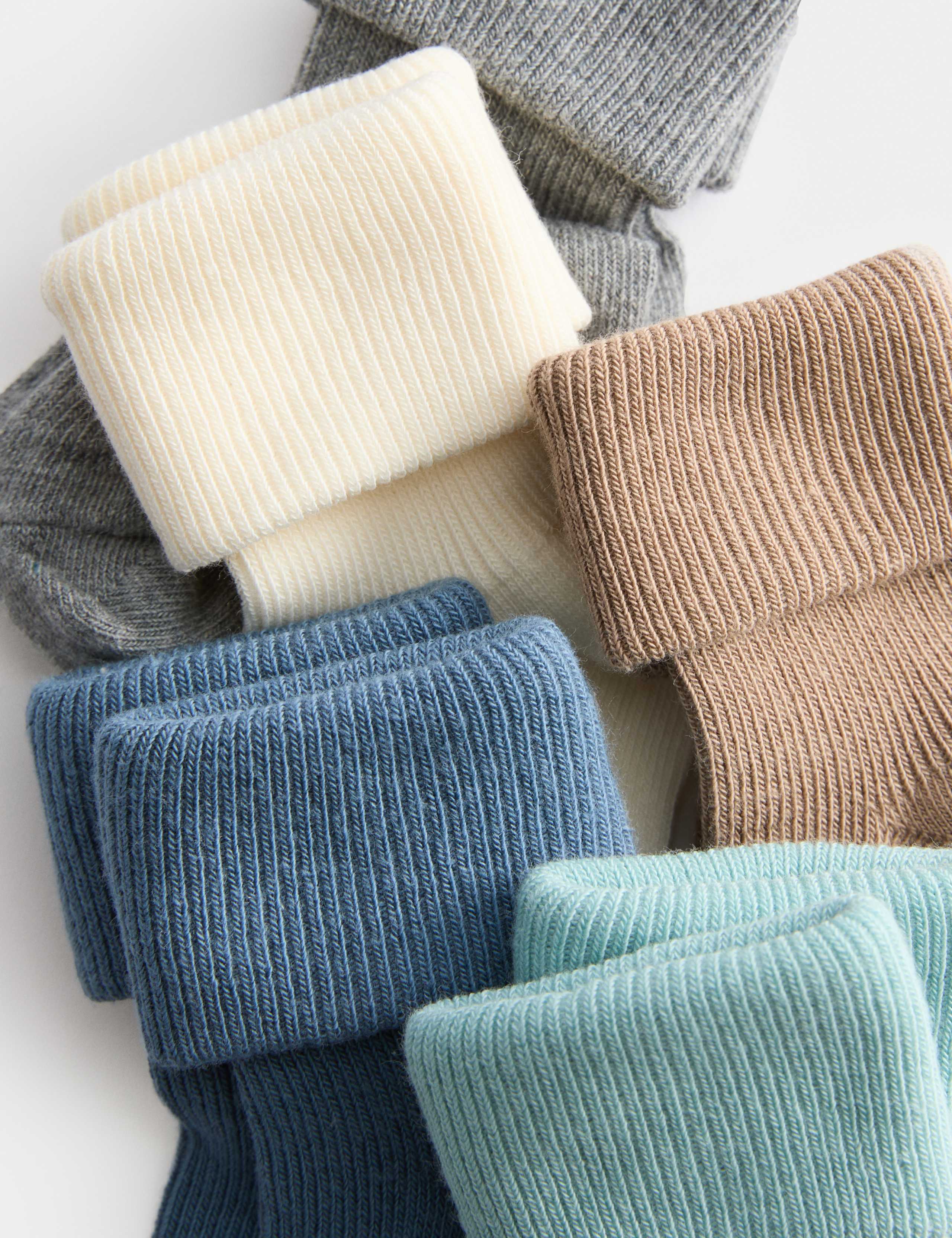 5pk Cotton Rich Ribbed Baby Socks (0-2 Yrs) 3 of 3