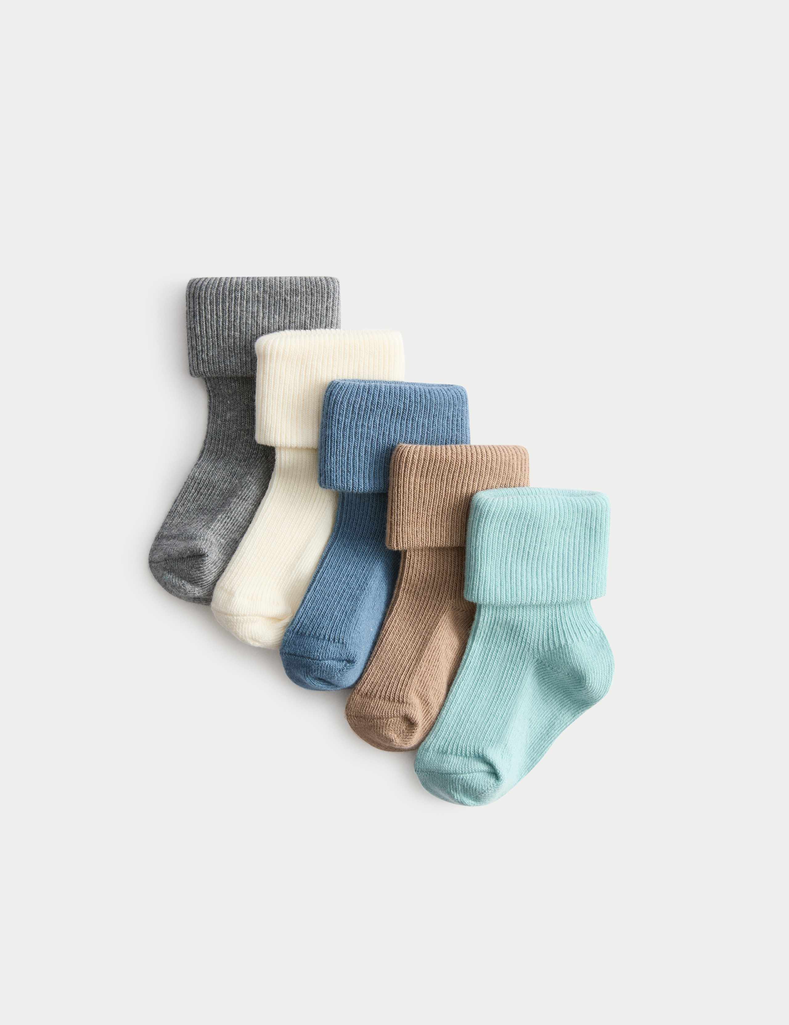 5 Pack Cotton Rich Ribbed Baby Socks (0-2 Yrs) 1 of 3