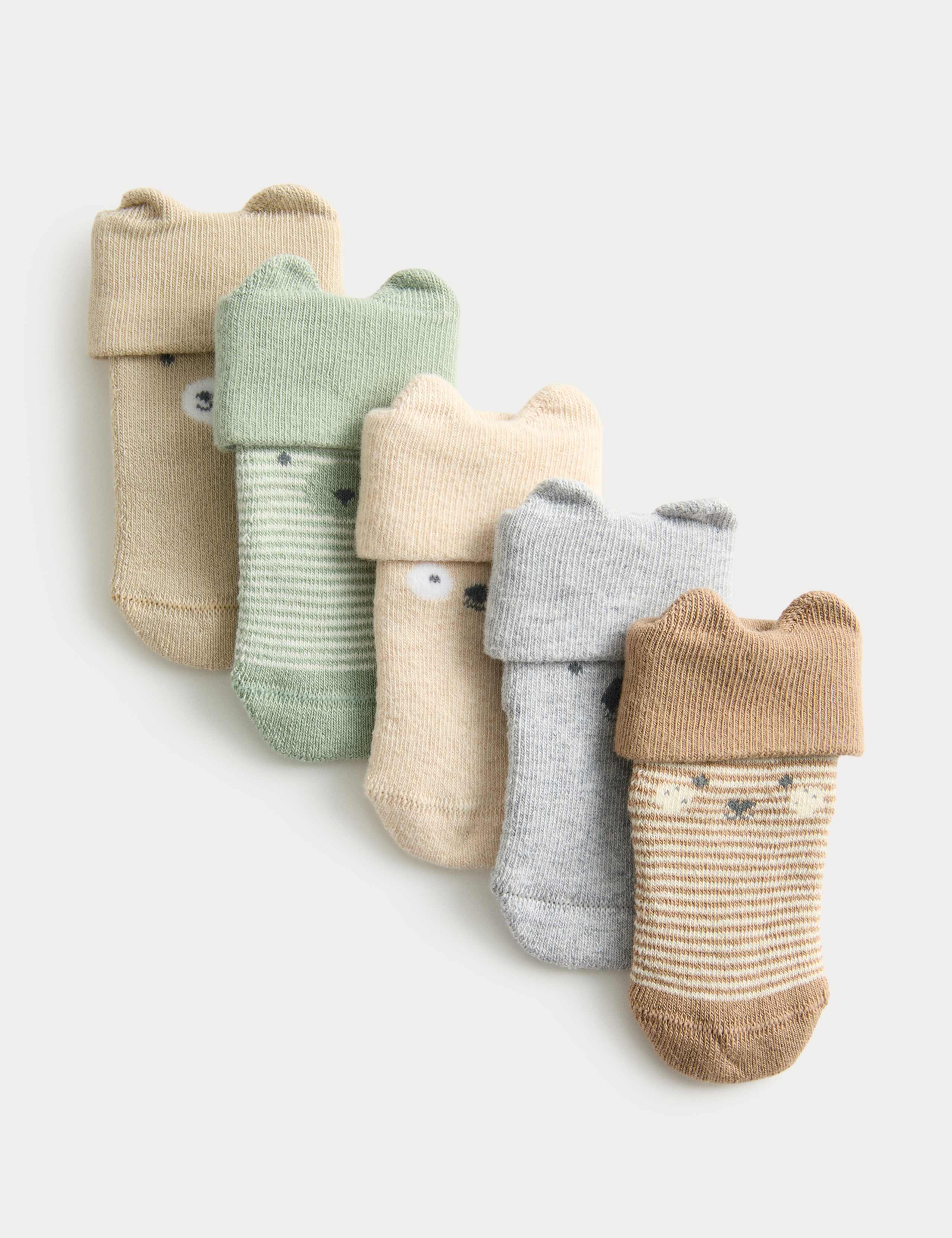 5pk Cotton Rich Faces Socks (7lbs - 2 Yrs) 1 of 2
