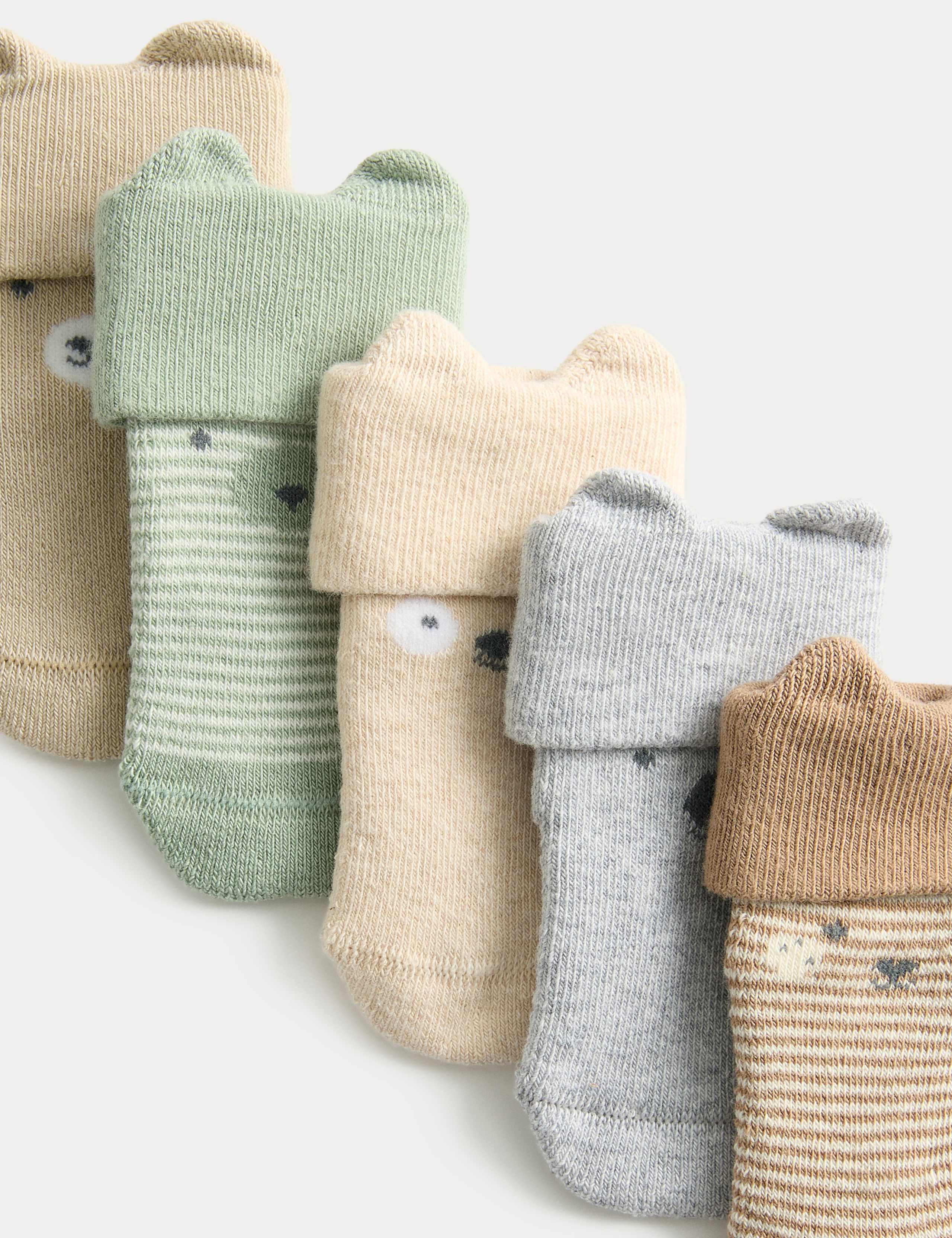5pk Cotton Rich Faces Socks (7lbs - 2 Yrs) 2 of 2